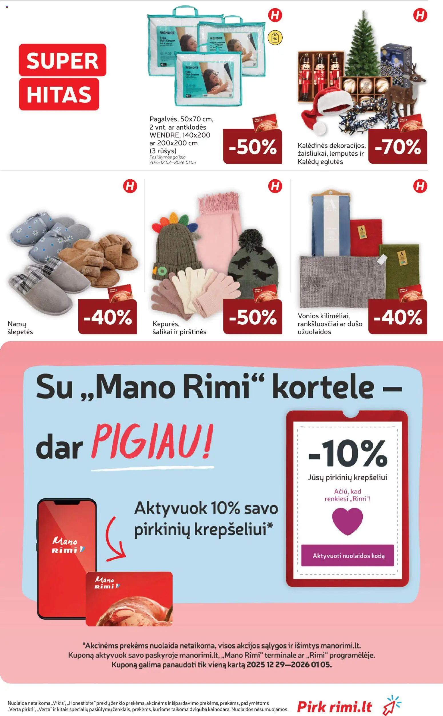 Rimi akcijos nuo 29.12.2025 | Puslapis: 25 | Prekių: Šlepetės, Pirštines, Užuolaidos