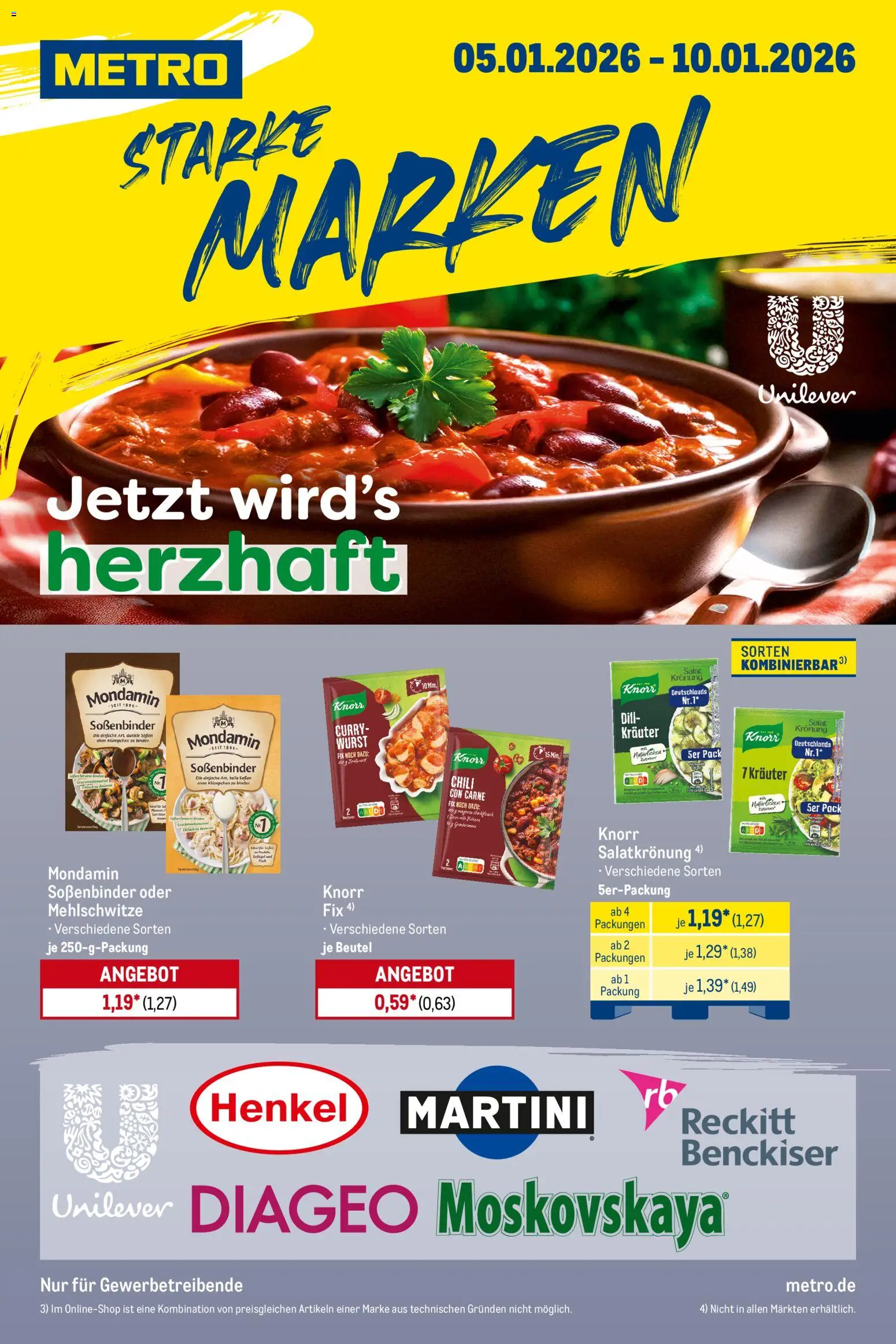 Metro  Starke Marken – gültig ab 05.01.2026 | Seite: 1 | Produkte: Knorr, Wurst, Dill, Salat