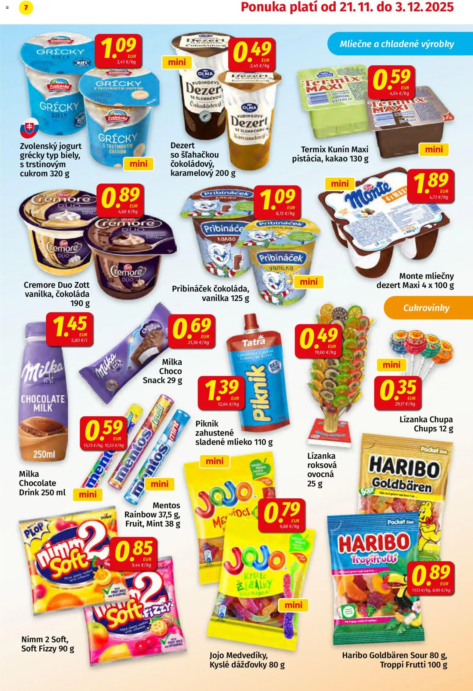 Nové Koruna akcie – leták je platný od 21.11.2025 | Strana: 7 | Produkty: Mlieko, Jogurt, Milka, Kakao