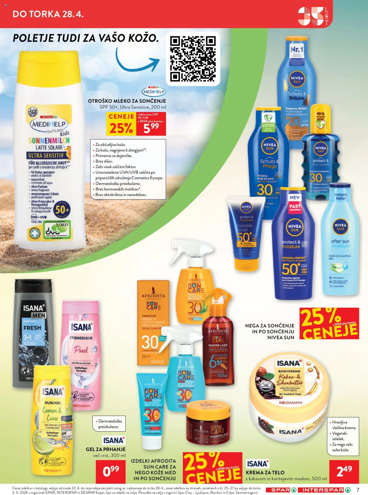 Novi Spar katalog ponudbe – veljaven od 22.04.2026 | Stran: 7 | Izdelki: Gel za prhanje, Marmelada, Krema, Mleko
