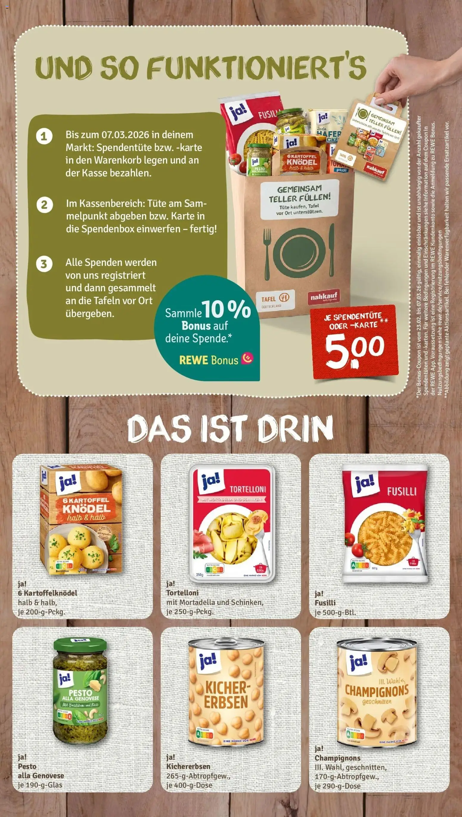 Rewe prospekt Moettingen	 – gültig ab 22.02.2026 | Seite: 2 | Produkte: Champignons, Pasta, Schinken, Erbsen