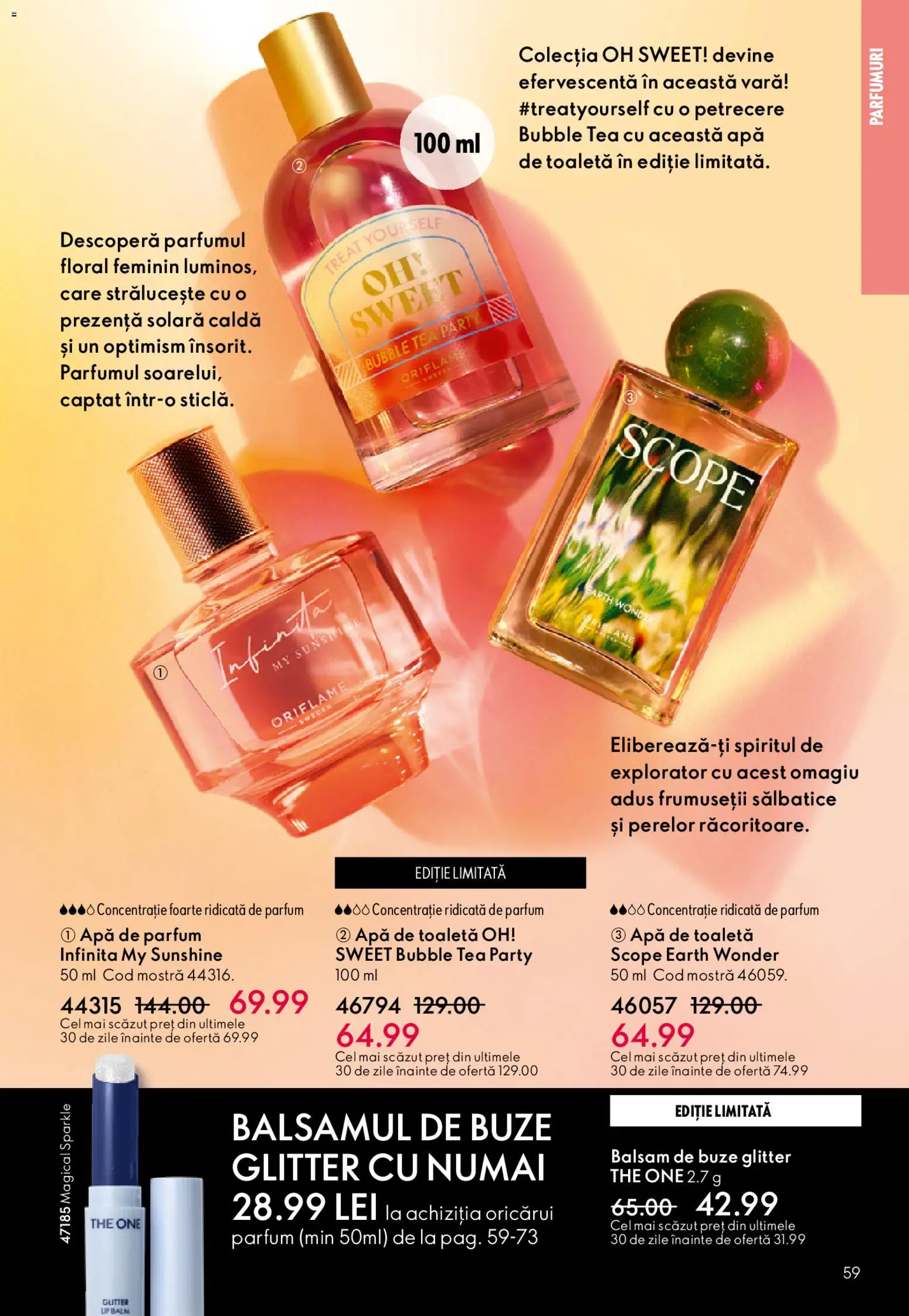 Noul catalog Oriflame – valabil de la 15.04.2026 | Pagină: 59 | Produse: Apă de parfum, Parfum, Apă de toaletă, Balsam