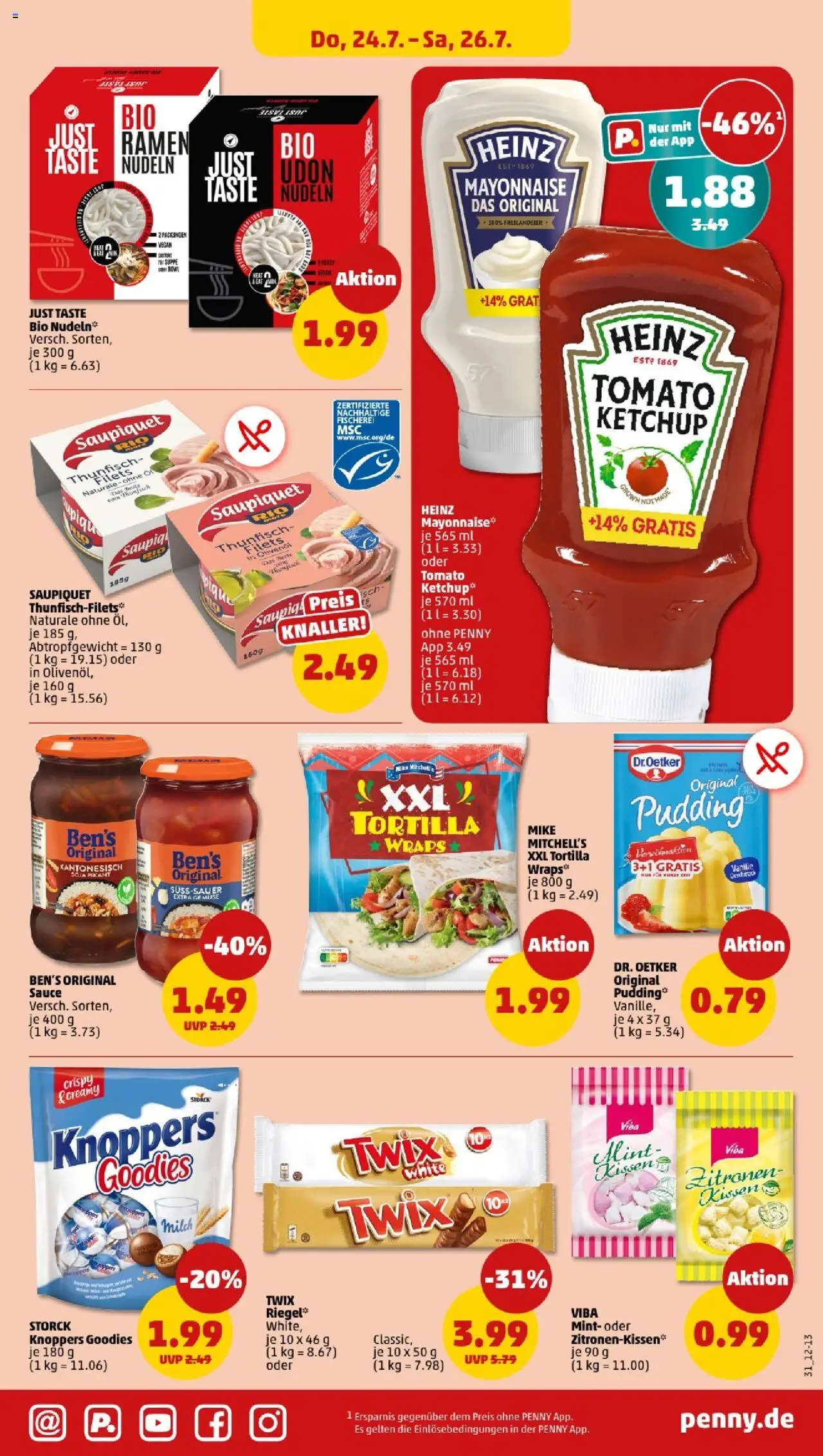 Penny - Sachsen  - gültig ab dem 21.07.2025 | Seite: 31 | Produkte: Kissen, Thunfisch, Gemüse, Ketchup