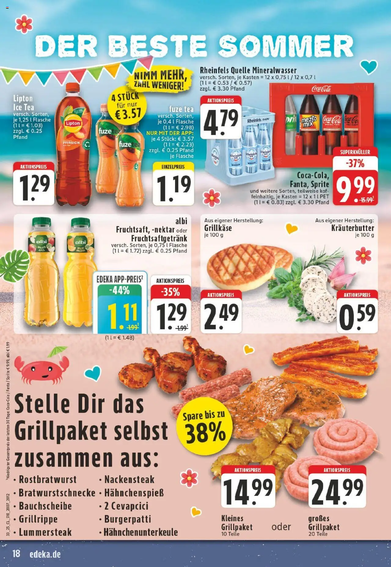 Edeka prospekt Krefeld	 - gültig ab dem 11.08.2025 | Seite: 18 | Produkte: Coca cola, Fanta, Butter, Mineralwasser
