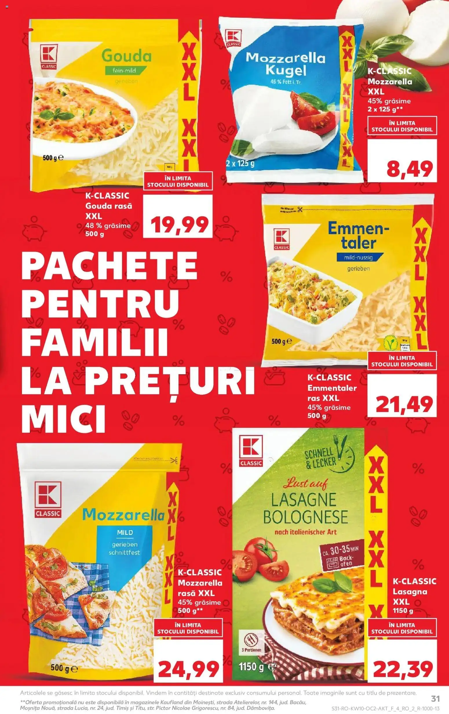 Noul catalog Kaufland – valabil de la 04.03.2026 | Pagină: 31 | Produse: Lasagna, Mici, Mozzarella, Gouda