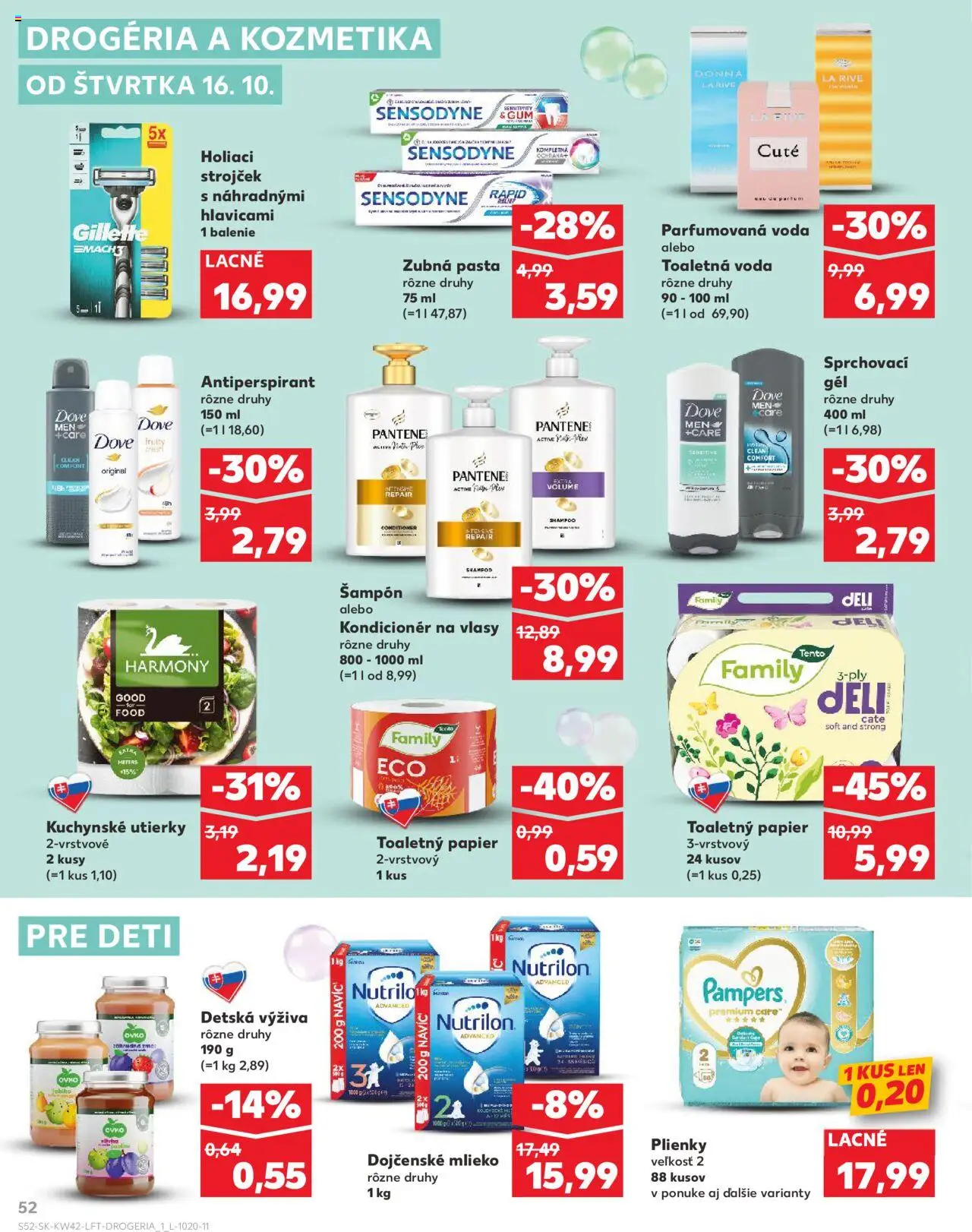 Nové Kaufland akcie – leták je platný od 16.10.2025 | Strana: 52 | Produkty: Strojček, Holiaci strojček, Kondicionér, Pampers