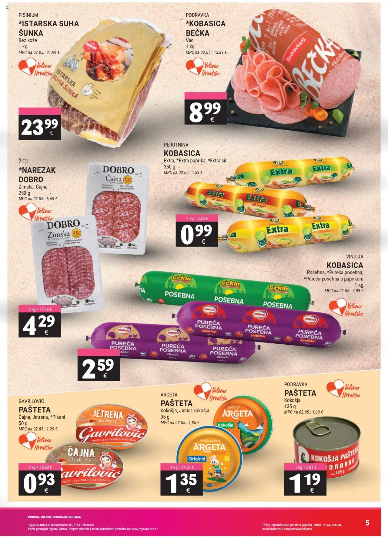 Trgovina Krk katalog | vrijedi od 01.09.2025 | Stranica: 5 | Proizvodi: Vindija, Sir, Podravka, Paprika