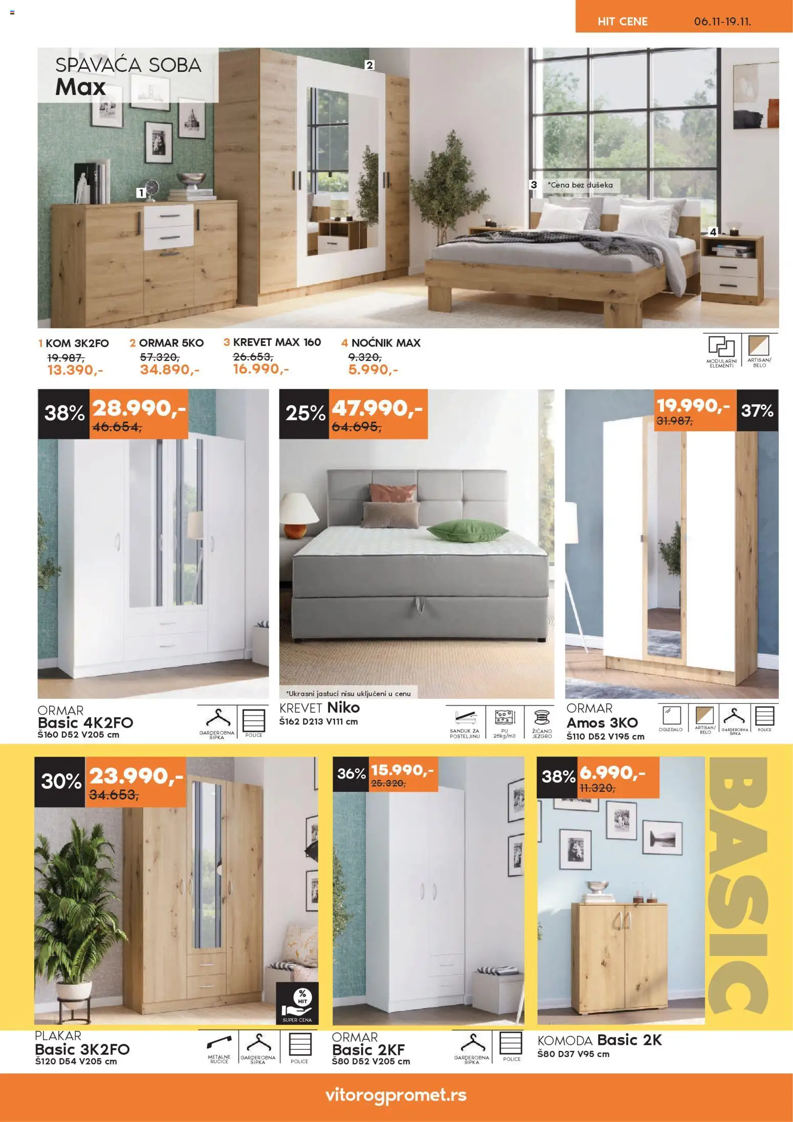 Vitorog katalog - važi od 06.11.2025 | Strana: 4 | Proizvode: Krevet, Komoda, Ormar, Ogledalo