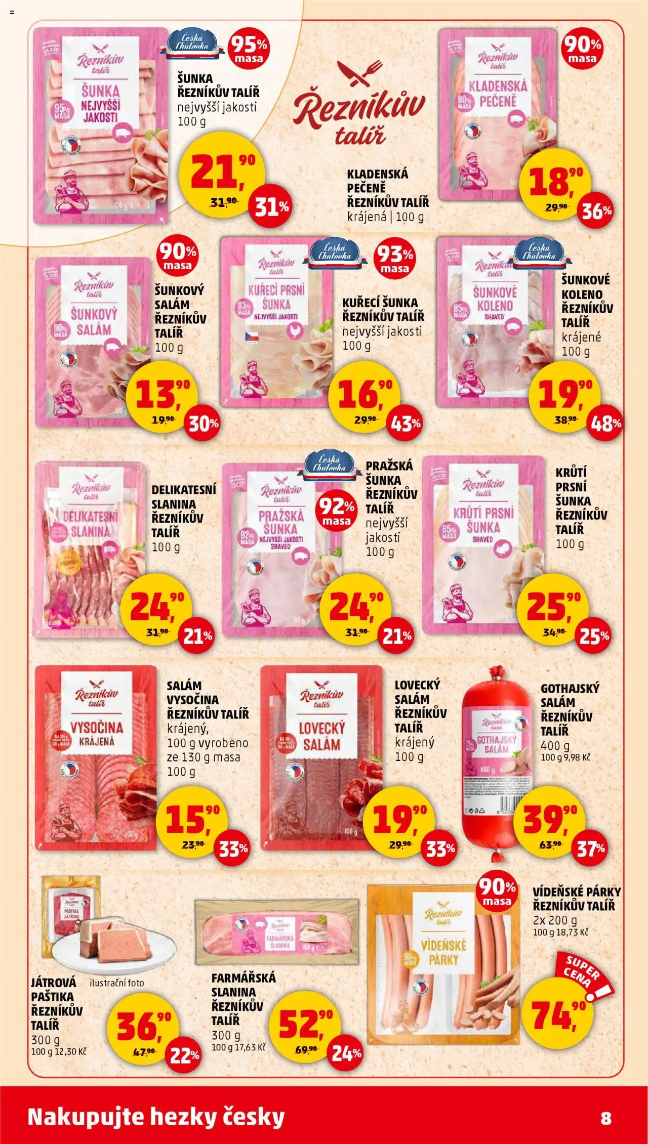 Penny Market leták - Čtvrtečník od 26.06.2025 | Strana: 8 | Produkty: Kuřecí šunka, Talíř, Slanina, Paštika