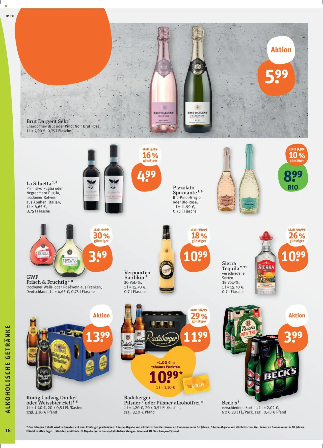 Tegut Prospekt - gültig ab dem 21.08.2025 | Seite: 18 | Produkte: Rosewein, Sekt, Tequila, Brut dargent