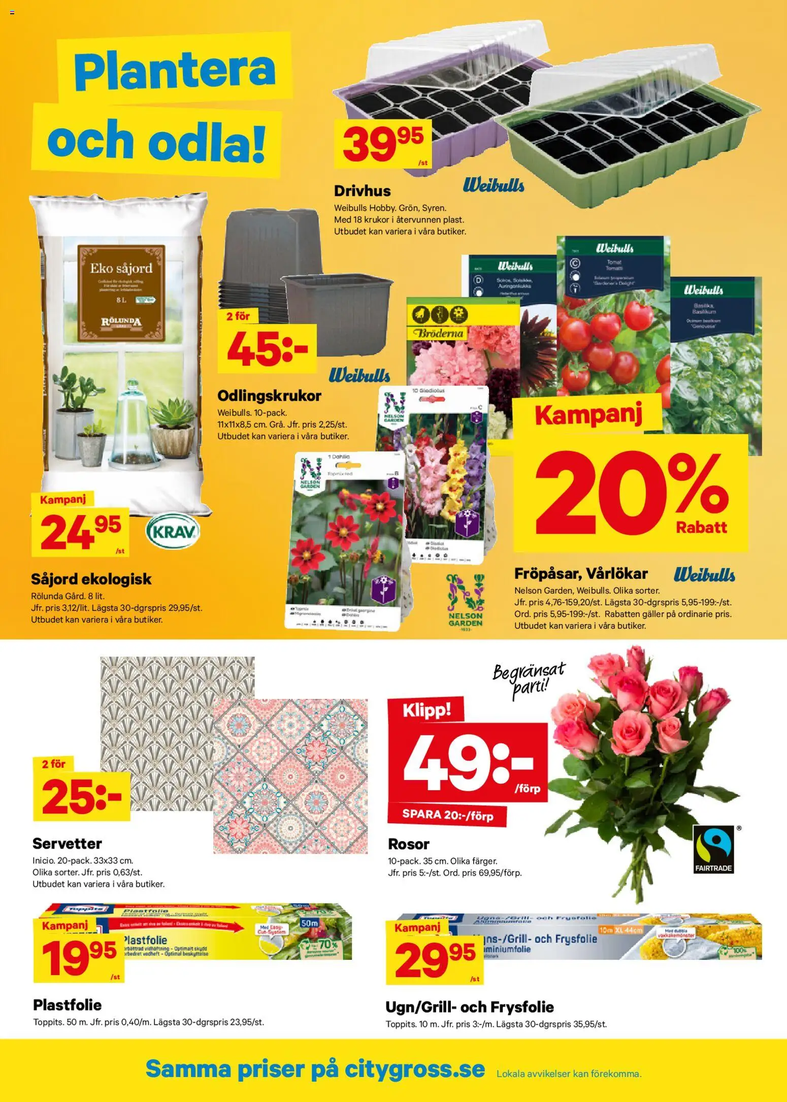 City Gross reklamblad aktuell från 16.02.2026 | Sida: 9 | Produkter: Galler, Plastfolie, Servetter