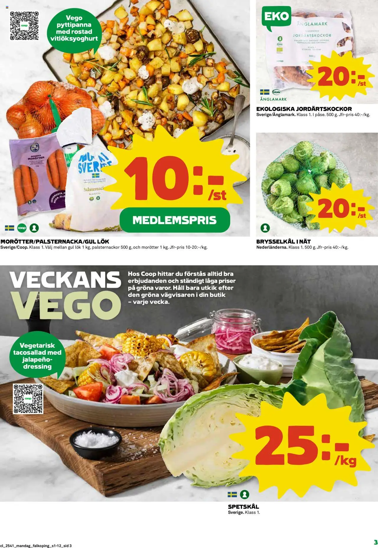 Coop reklamblad aktuell från 06.10.2025 | Sida: 3 | Produkter: Gul lök, Häll