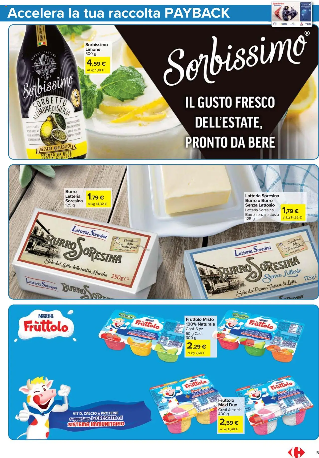 Volantino Carrefour del 21.08.2025 | Pagina: 5 | Prodotti: Panna, Sorbetto, Latte, Limone