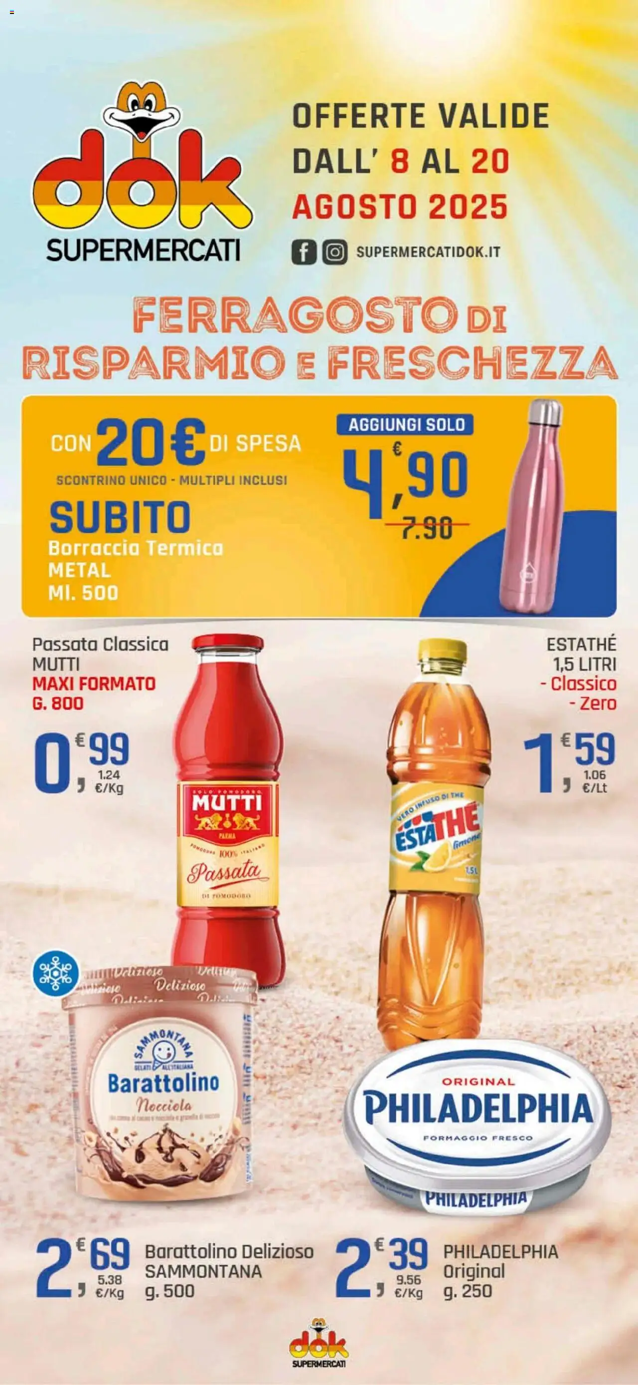 Volantino DOK del 08.08.2025 | Pagina: 1 | Prodotti: Formaggio, Limone, Mutti, Borraccia