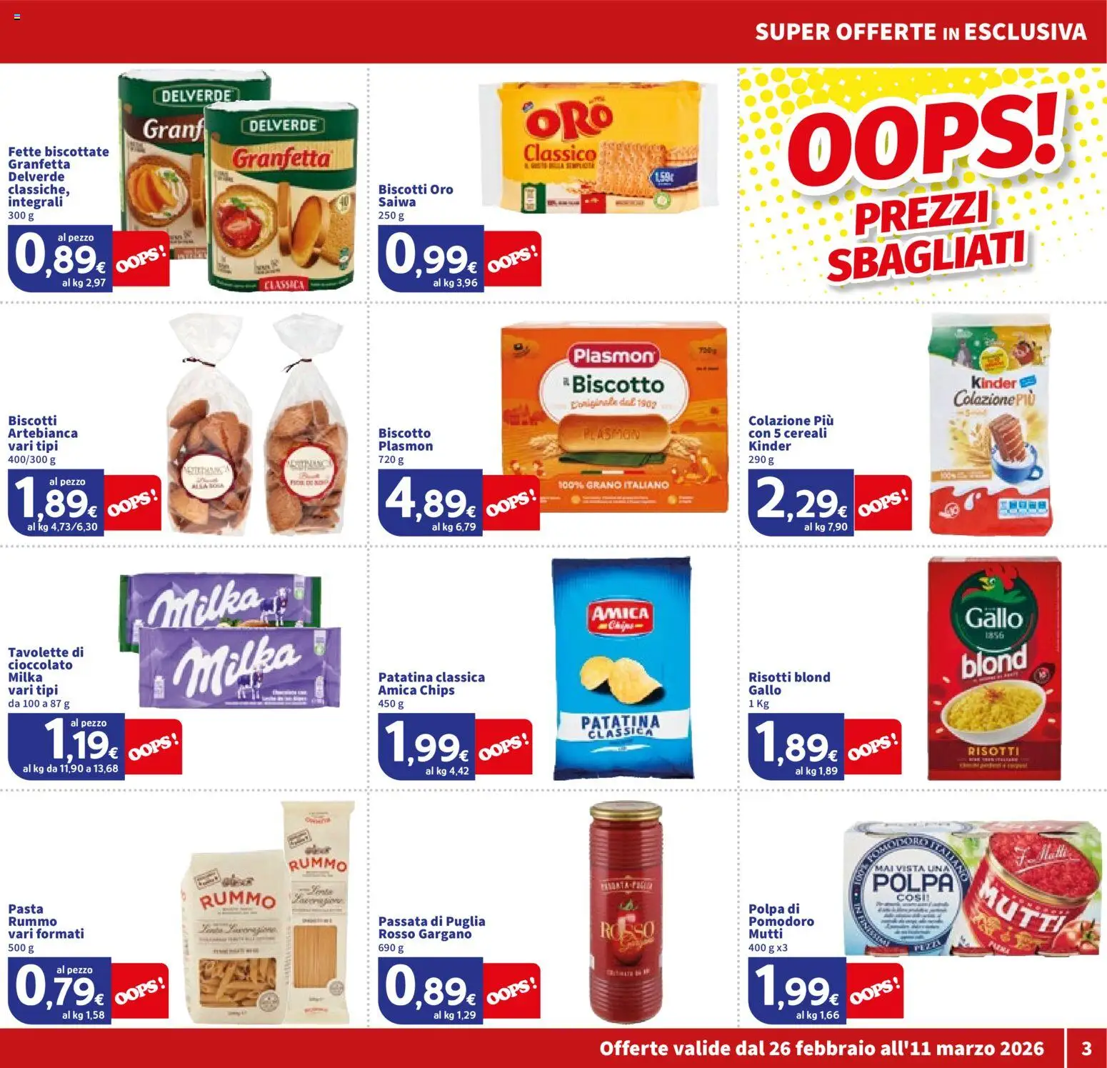 Volantino SIGMA del 26.02.2026 | Pagina: 3 | Prodotti: Cioccolato, Cereali, Pomodoro, Mutti