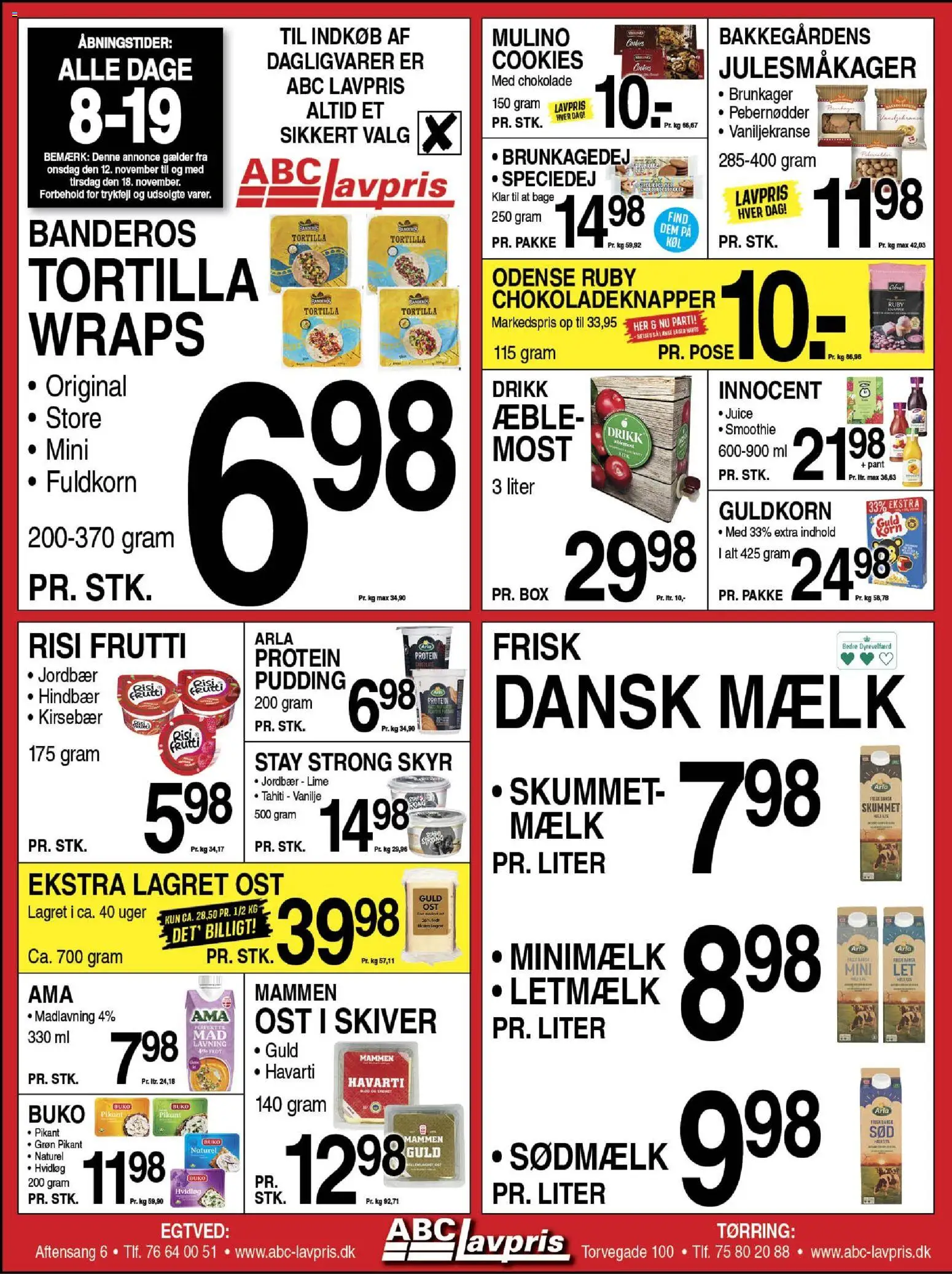 Abc Lavpris tilbudsavis – gyldig fra 12.11.2025 | Side: 1 | Produkter: Ost, Smoothie, Vanilje, Pebernødder