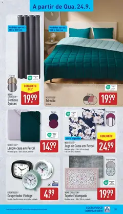 Aldi folheto │ válido de 22.09.2025 | Página: 17 | Produtos: Despertador, Algodão, Cama, Tapete