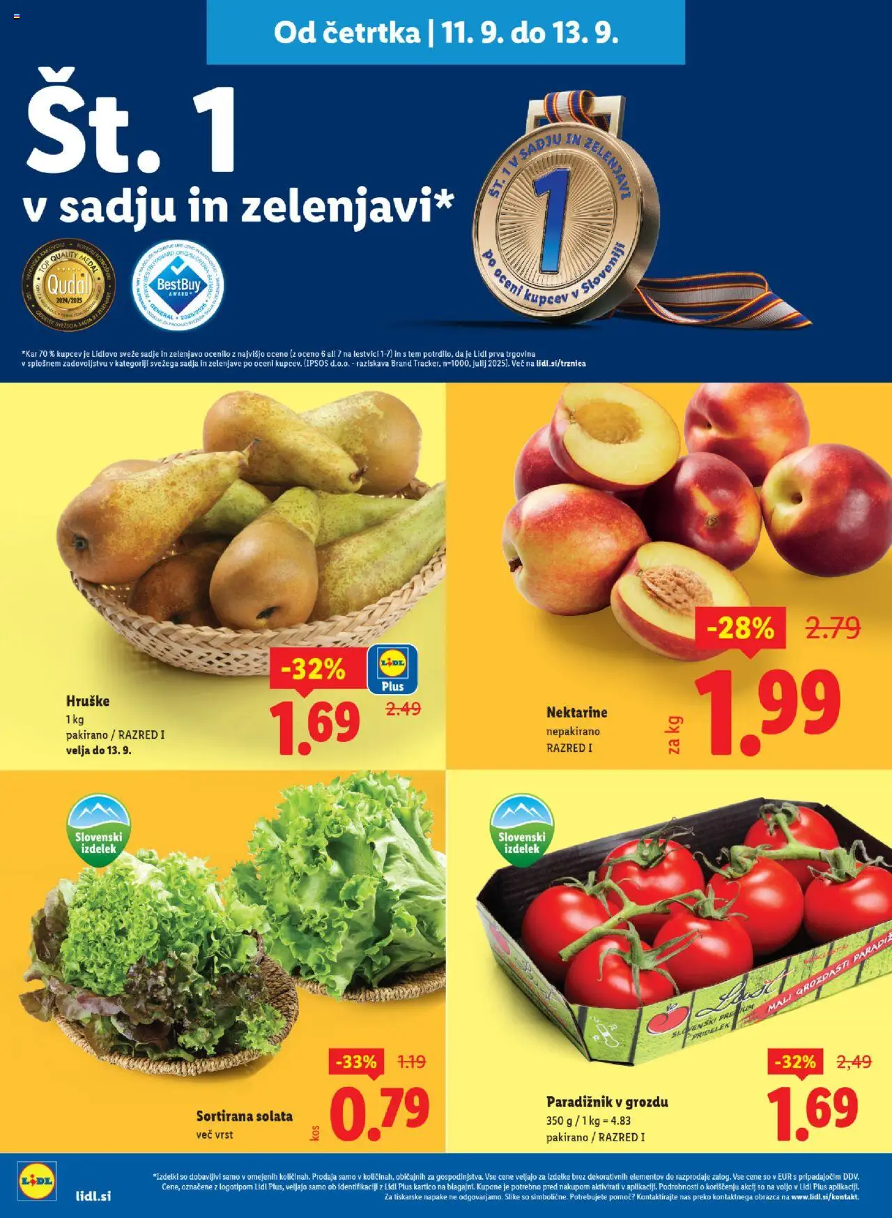 Novi Lidl katalog ponudbe – veljaven od 11.09.2025 | Stran: 4 | Izdelki: Paradiznik, Solata, Sadje, Hruške