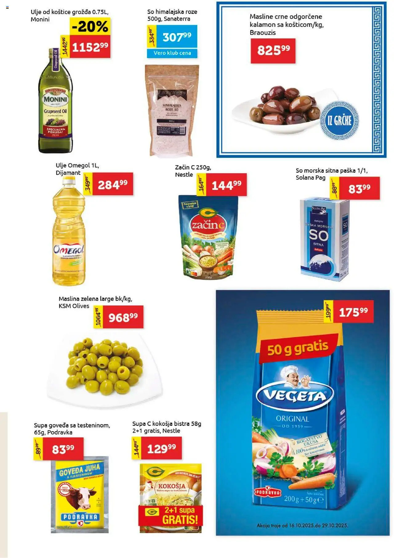 SuperVERO katalog - važi od 16.10.2025 | Strana: 9 | Proizvode: Masline, Monini, So, Podravka