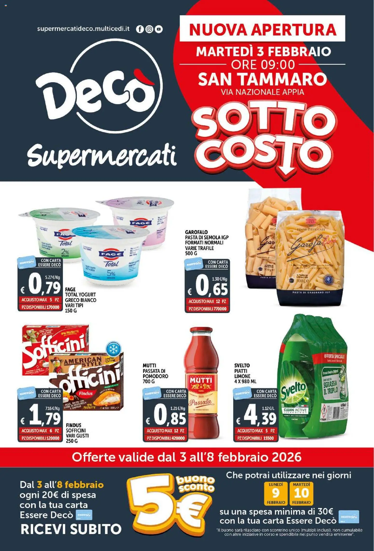 Volantino Decò del 03.02.2026 | Pagina: 1 | Prodotti: Pomodoro, Limone, Pasta, Mutti