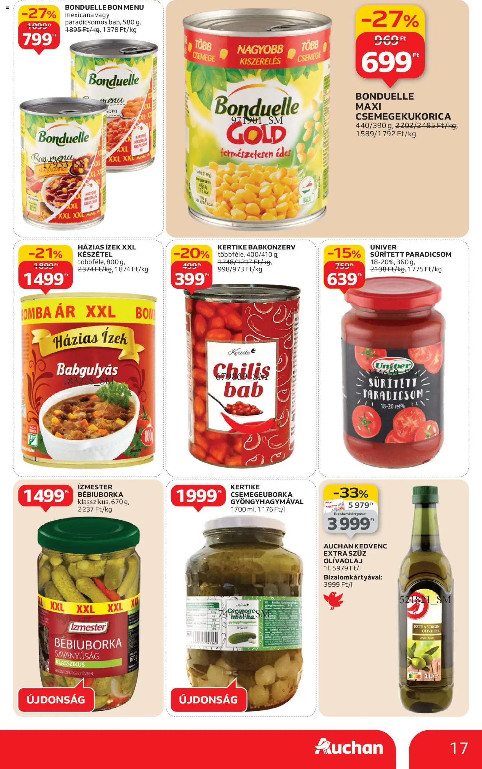 Auchan akciós ujság - amely érvényes a következő dátumtól: 08.01.2026 | Oldal: 17 | Termékek: Sűrített paradicsom, Extra szűz olivaolaj, Paradicsom, Készétel