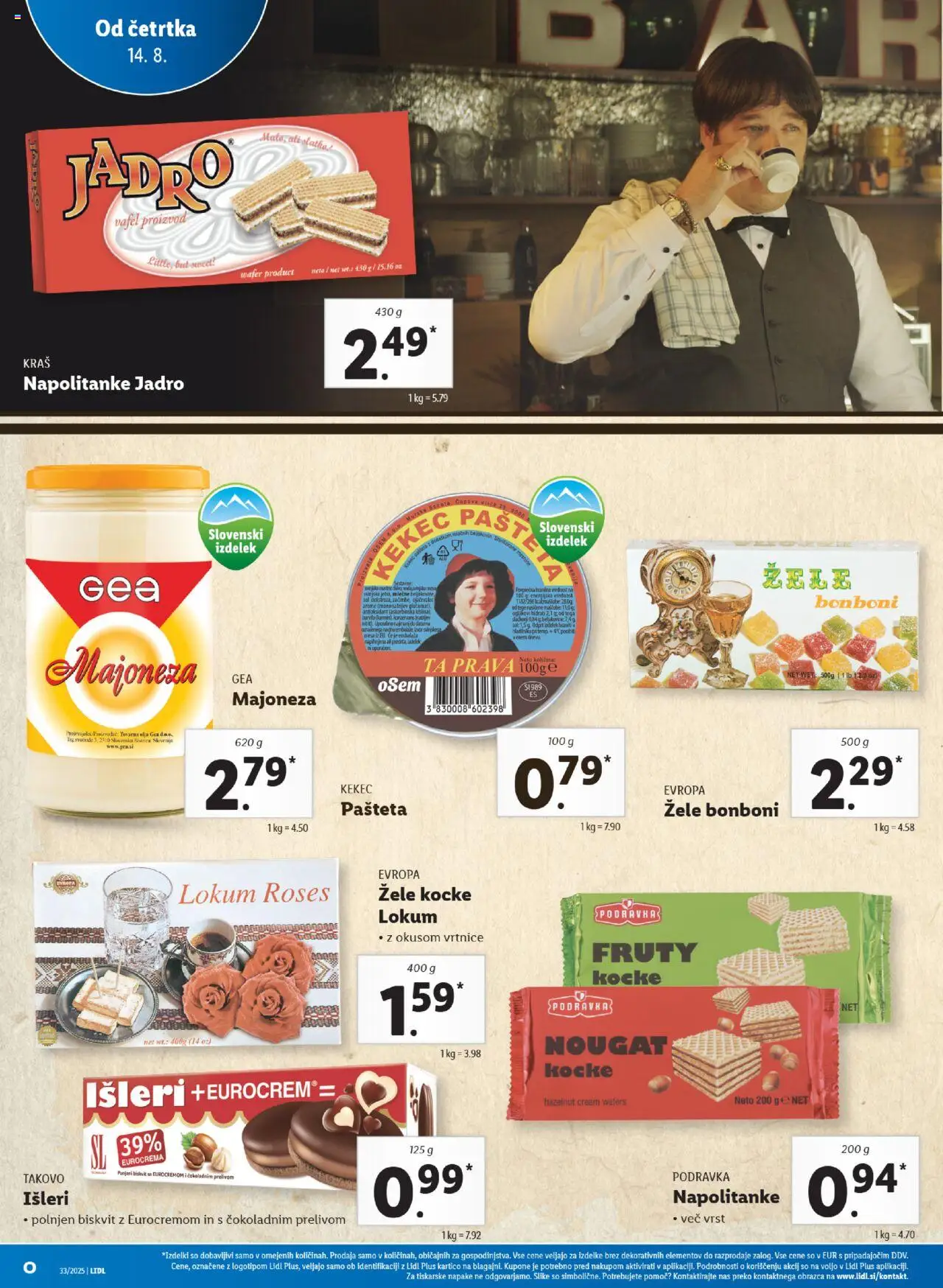 Lidl - Ljubljana │ velja od 14.08.2025 | Stran: 24 | Izdelki: Napolitanke, Pašteta, Majoneza, Sol