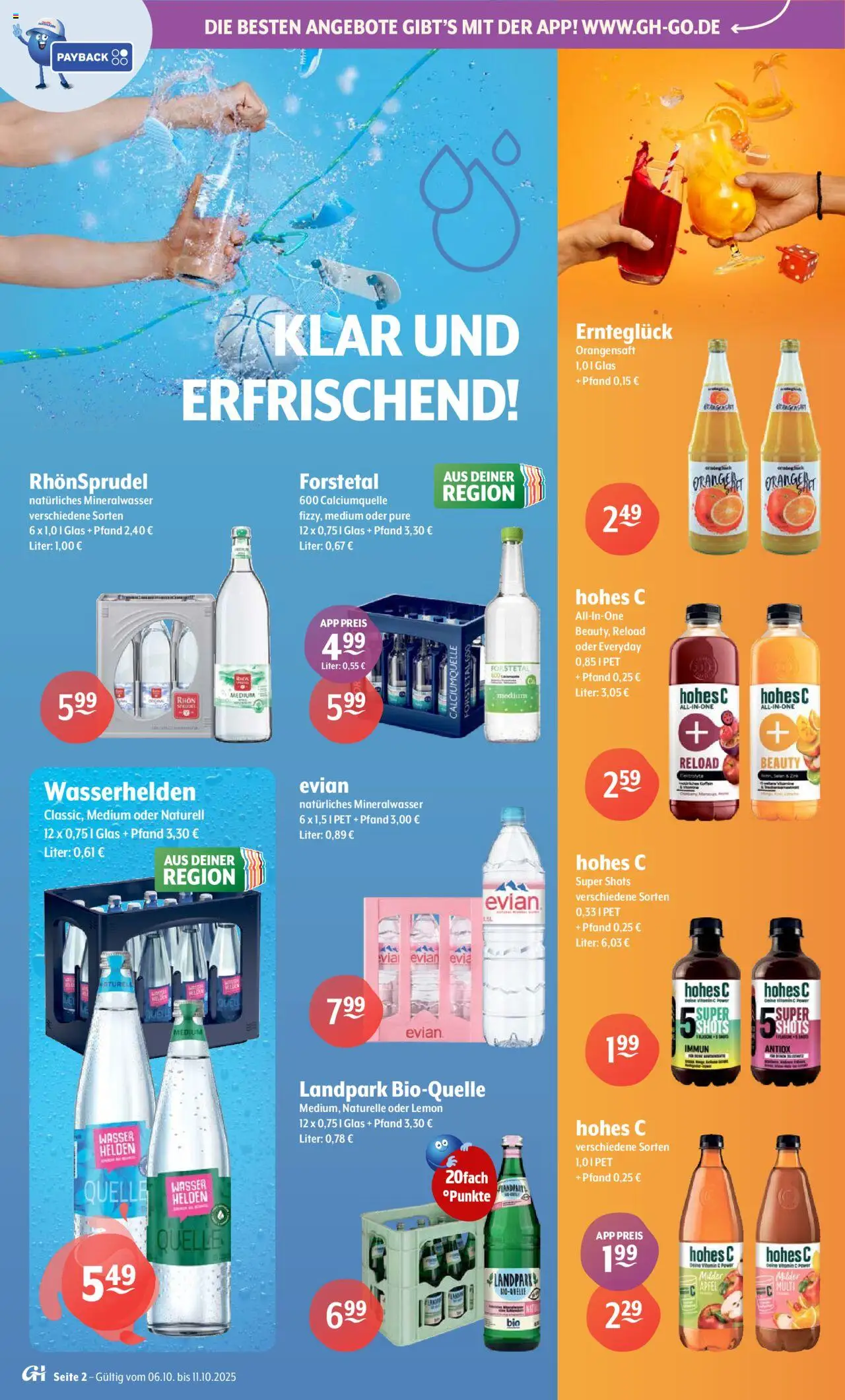 Getränke Hoffmann - Nordrhein - Westfalen – gültig ab 06.10.2025 | Seite: 2 | Produkte: Orangensaft, Mineralwasser, Wasser, Rhonsprudel