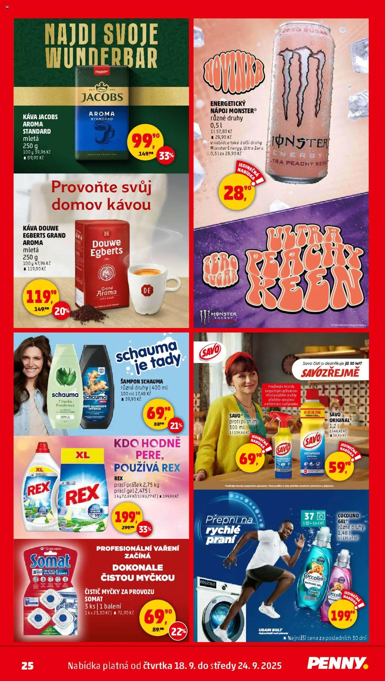 Penny Market leták - Čtvrtečník od 18.09.2025 | Strana: 25 | Produkty: Čistič myčky, Douwe Egberts, Prací Prášek, Savo proti plísním
