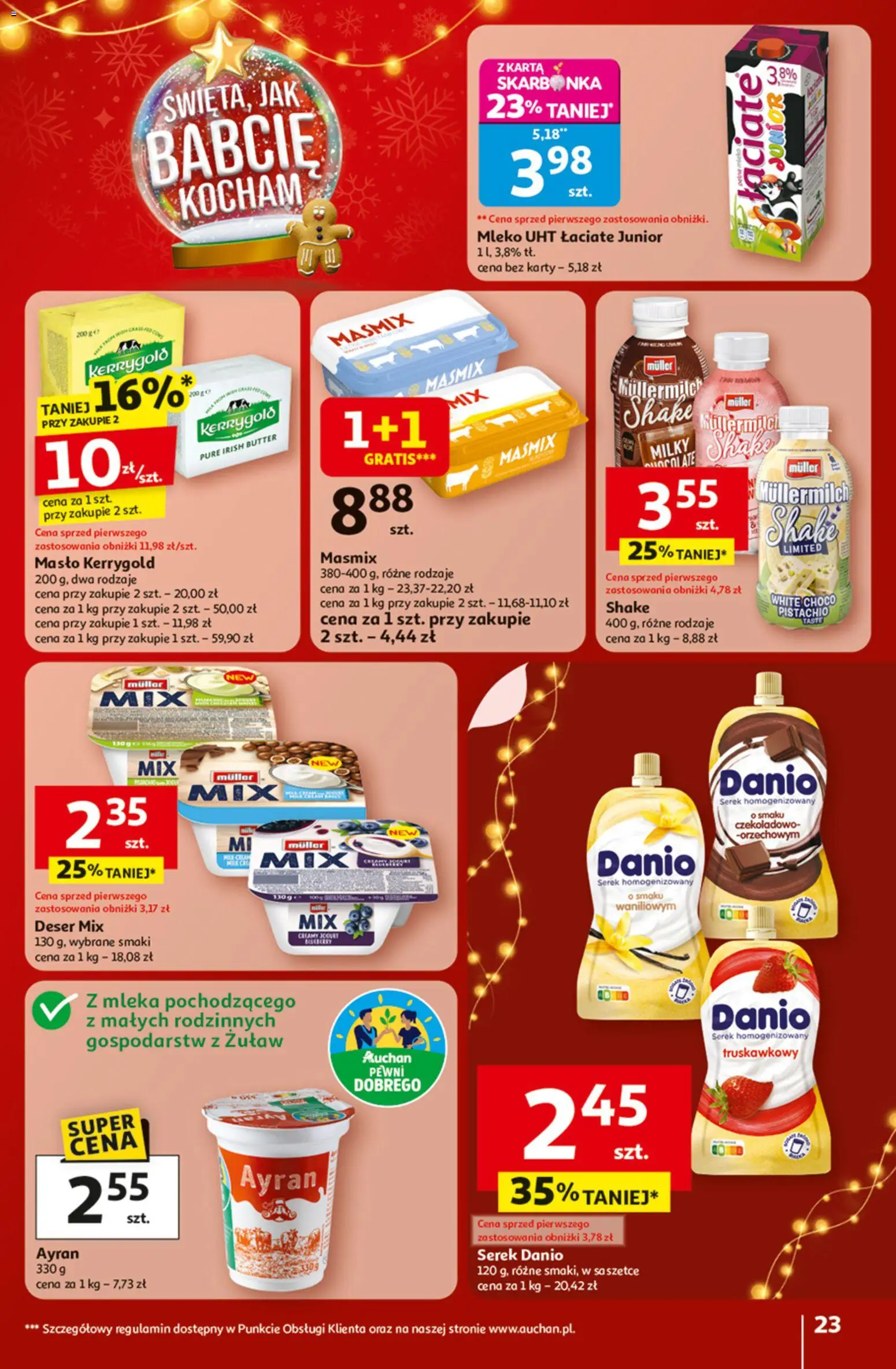 Auchan Black Friday od 20.11.2025 | Strona: 23 | Produkty: Serek homogenizowany, Serek, Mleko, Jogurt
