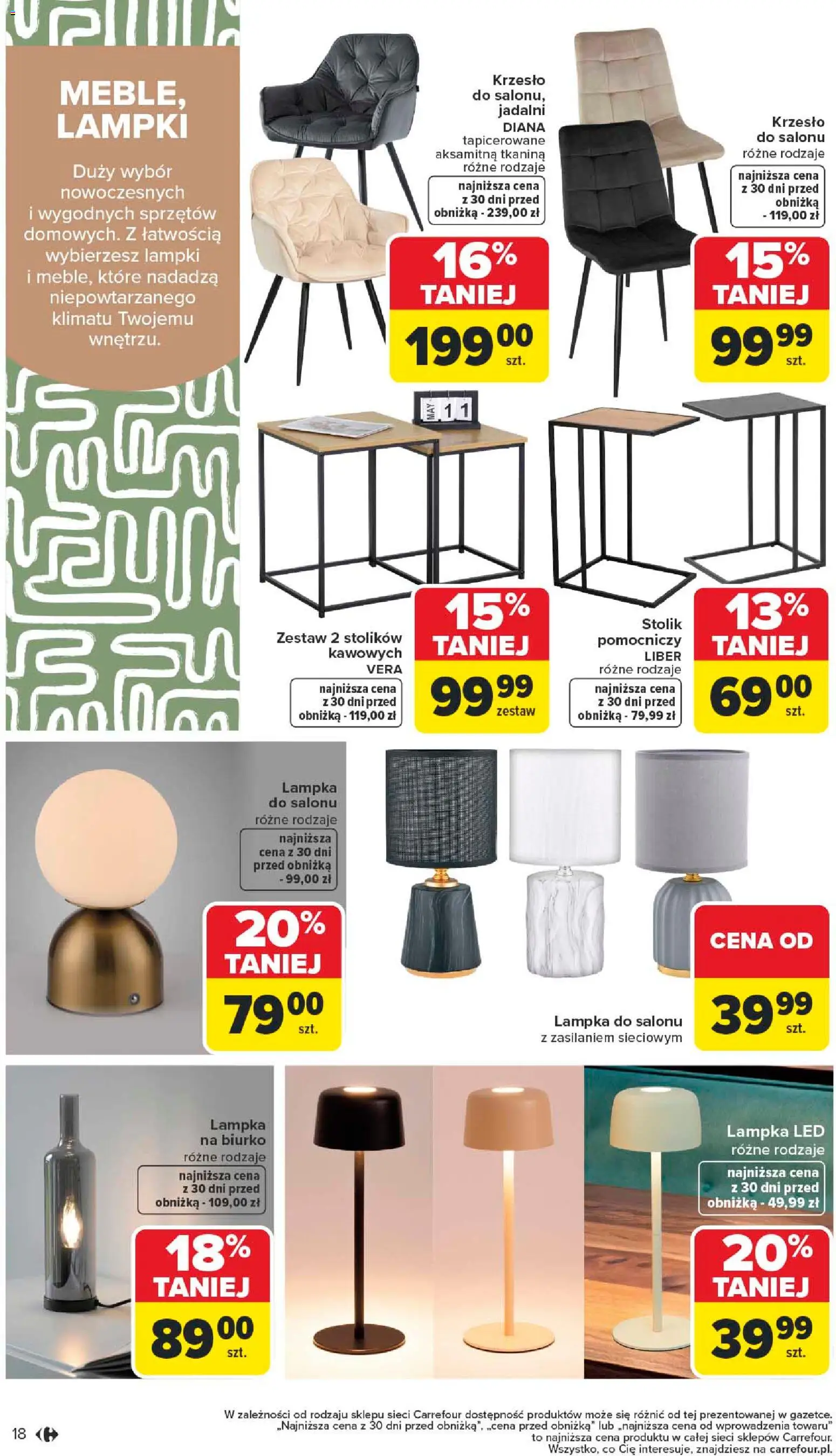 Carrefour Gazetka - Dom: Wszystko Dla Twojej Wygody od 12.01.2026 | Strona: 18 | Produkty: Lampki, Krzesło, Biurko