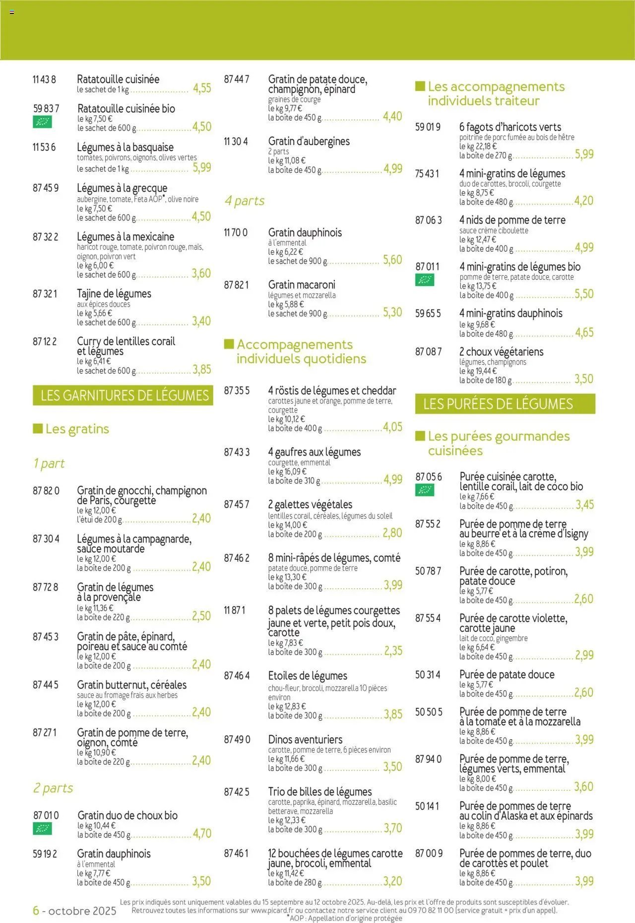 {H1} | Page: 6 | Produits: Olive, Pomme de terre, Lait de coco, Pois