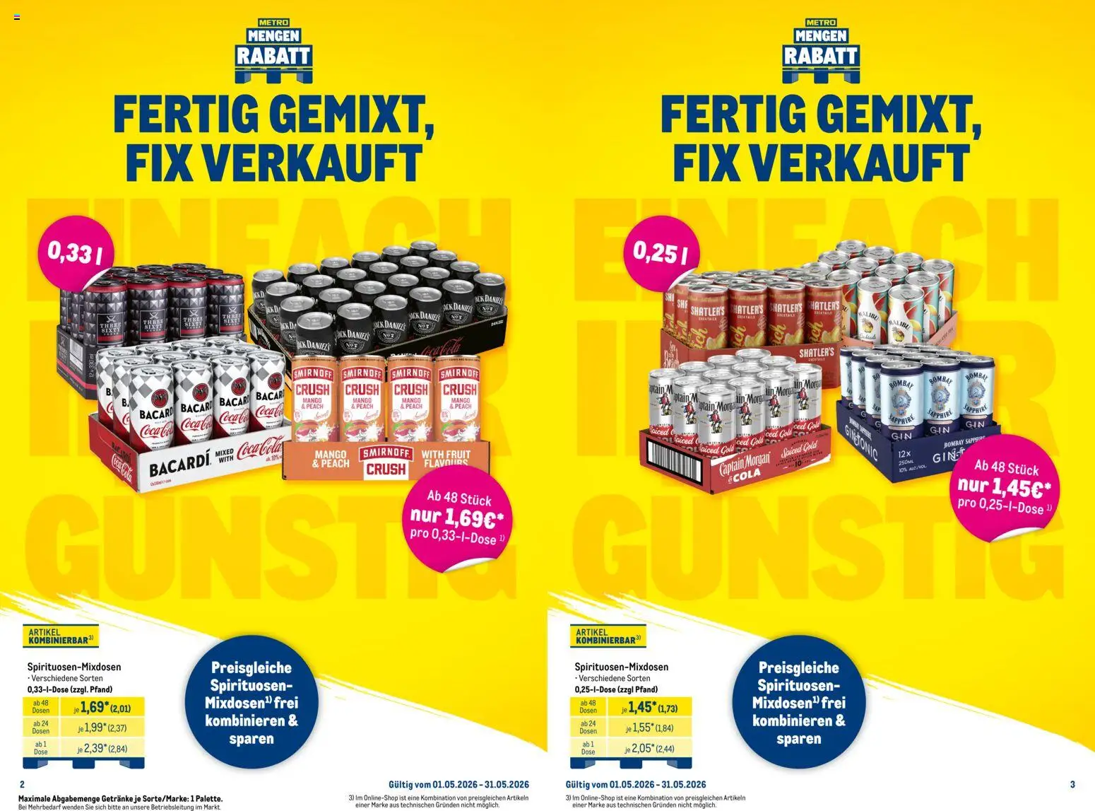 Metro Monats-Mix – gültig ab 01.05.2026 | Seite: 2 | Produkte: Cola, Jack Daniel's, Mango, Smirnoff