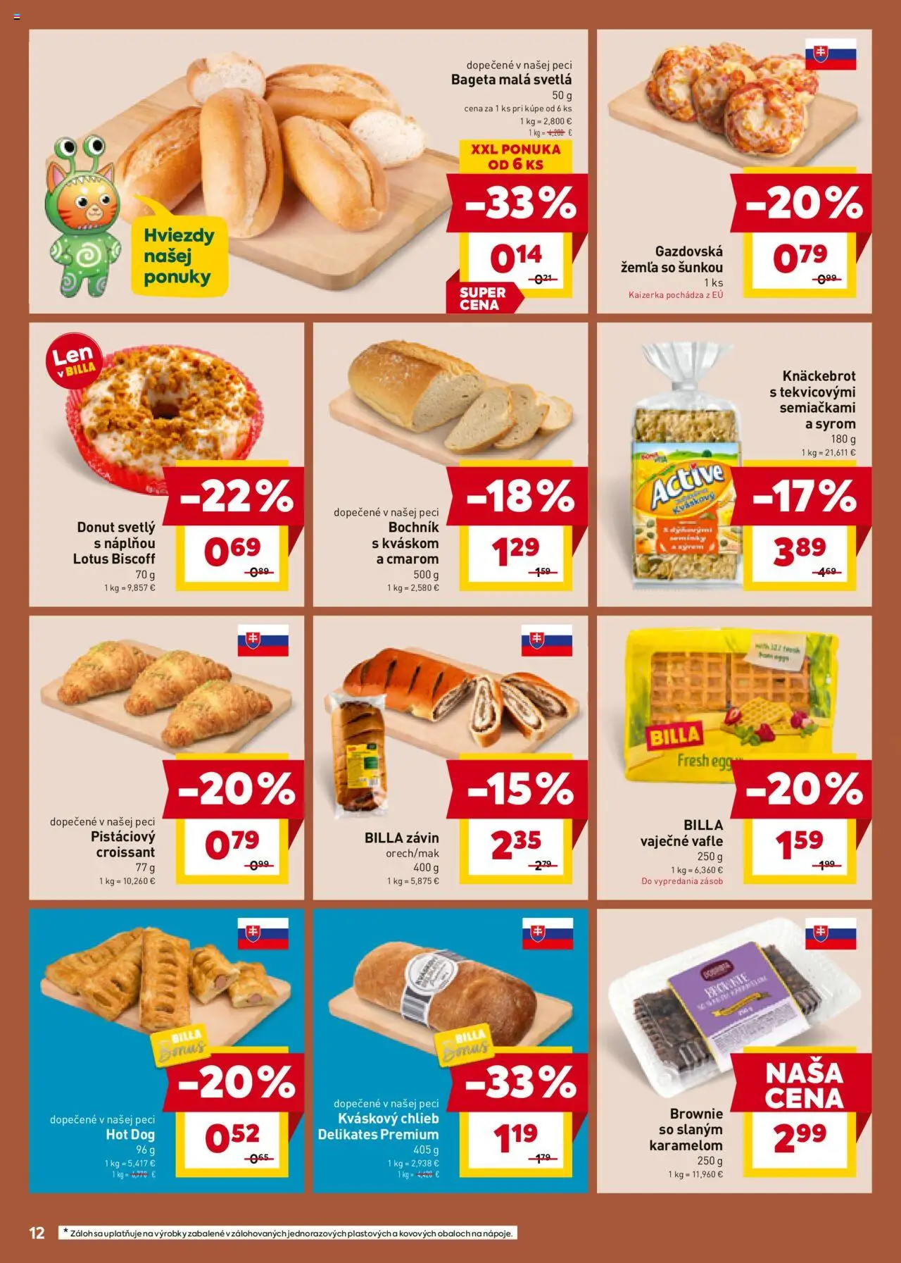 Nové Billa akcie – leták je platný od 24.09.2025 | Strana: 12 | Produkty: Chlieb, Donut, Závin, Svetlá