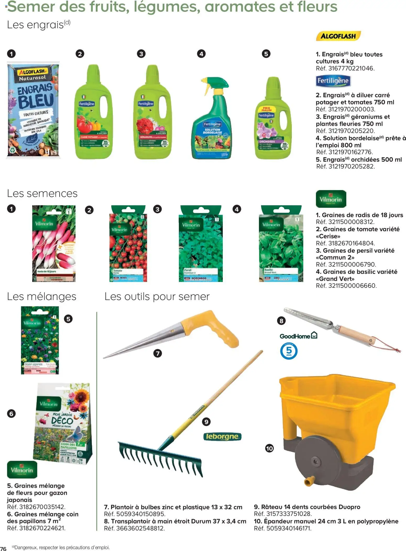 {H1} | Page: 76 | Produits: Carré potager, Persil, Gazon, Rateau