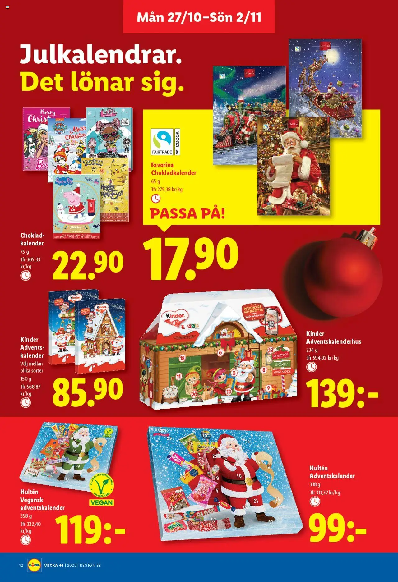 Lidl reklamblad aktuell från 27.10.2025 | Sida: 14 | Produkter: Choklad, Kalender