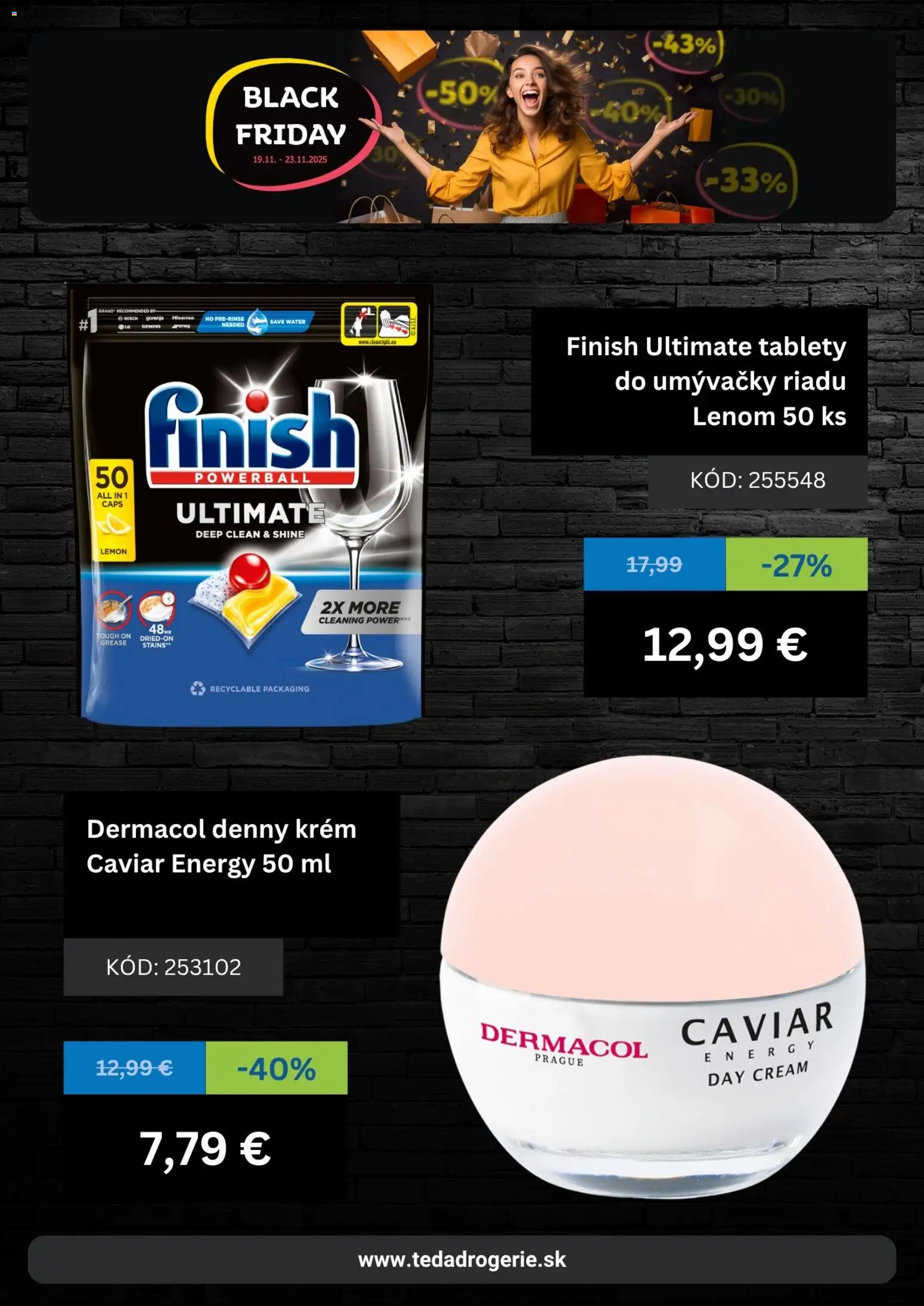 Nové Teta drogerie akcie – leták je platný od 19.11.2025 | Strana: 2 | Produkty: Bosch, Tablety do umývačky riadu, Krém