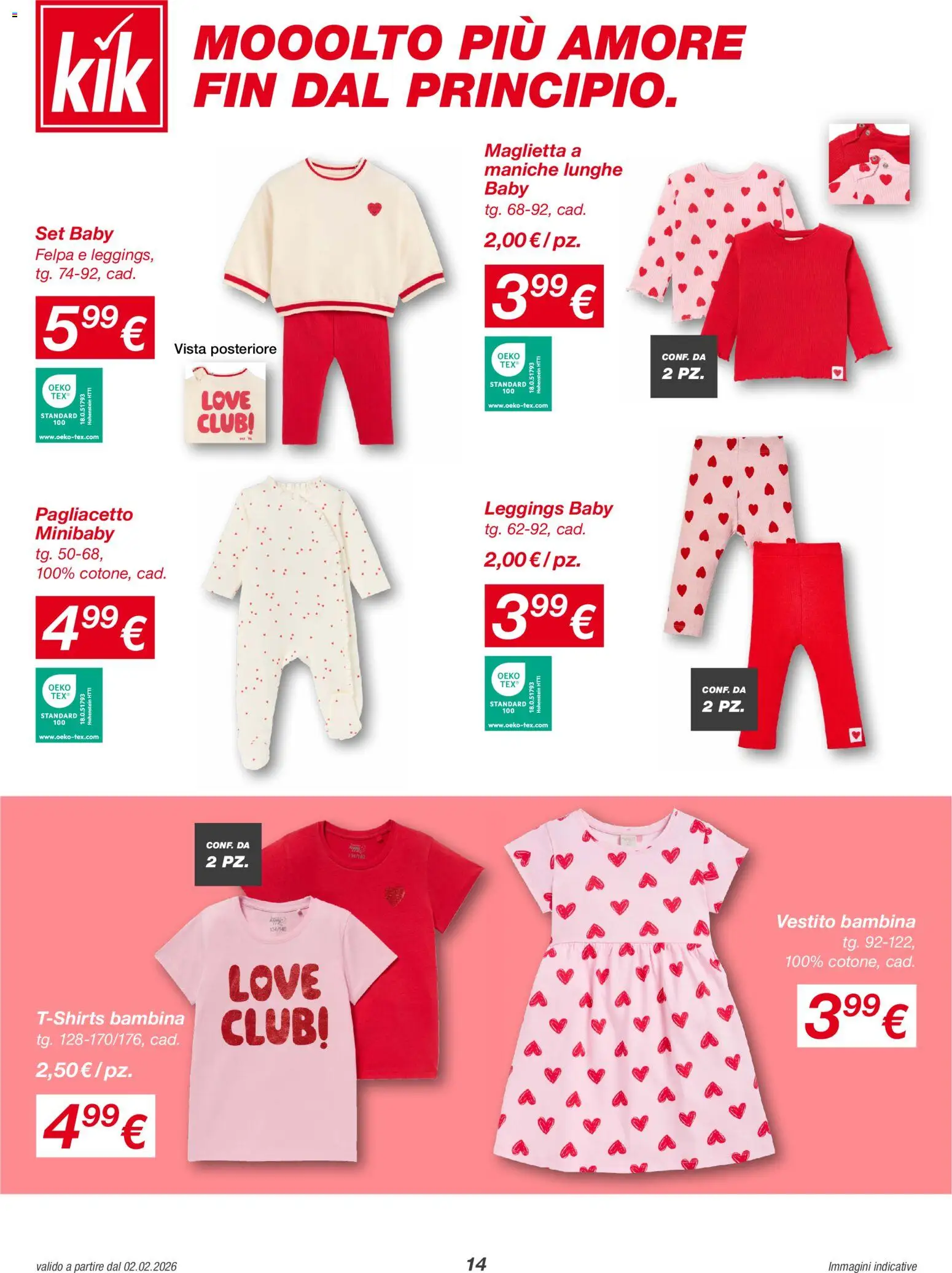 Volantino KiK del 02.02.2026 | Pagina: 14 | Prodotti: Felpa, Leggings, Vestito, Maglietta