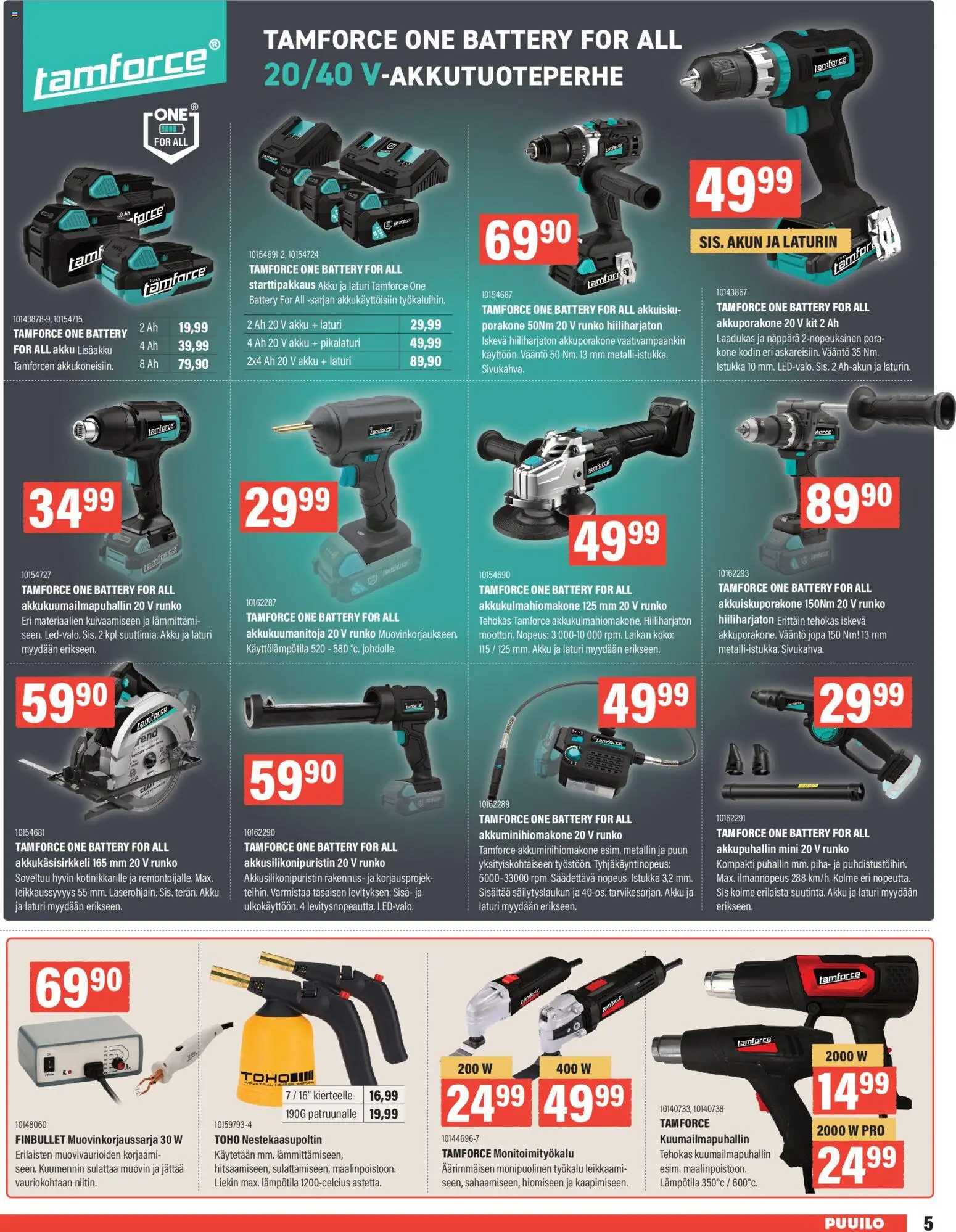 Puuilo tarjoukset – voimassa 24.11.2025 alkaen | Sivu: 5 | Tuotteet: Monitoimityökalu, Akku, Pora, Laturi