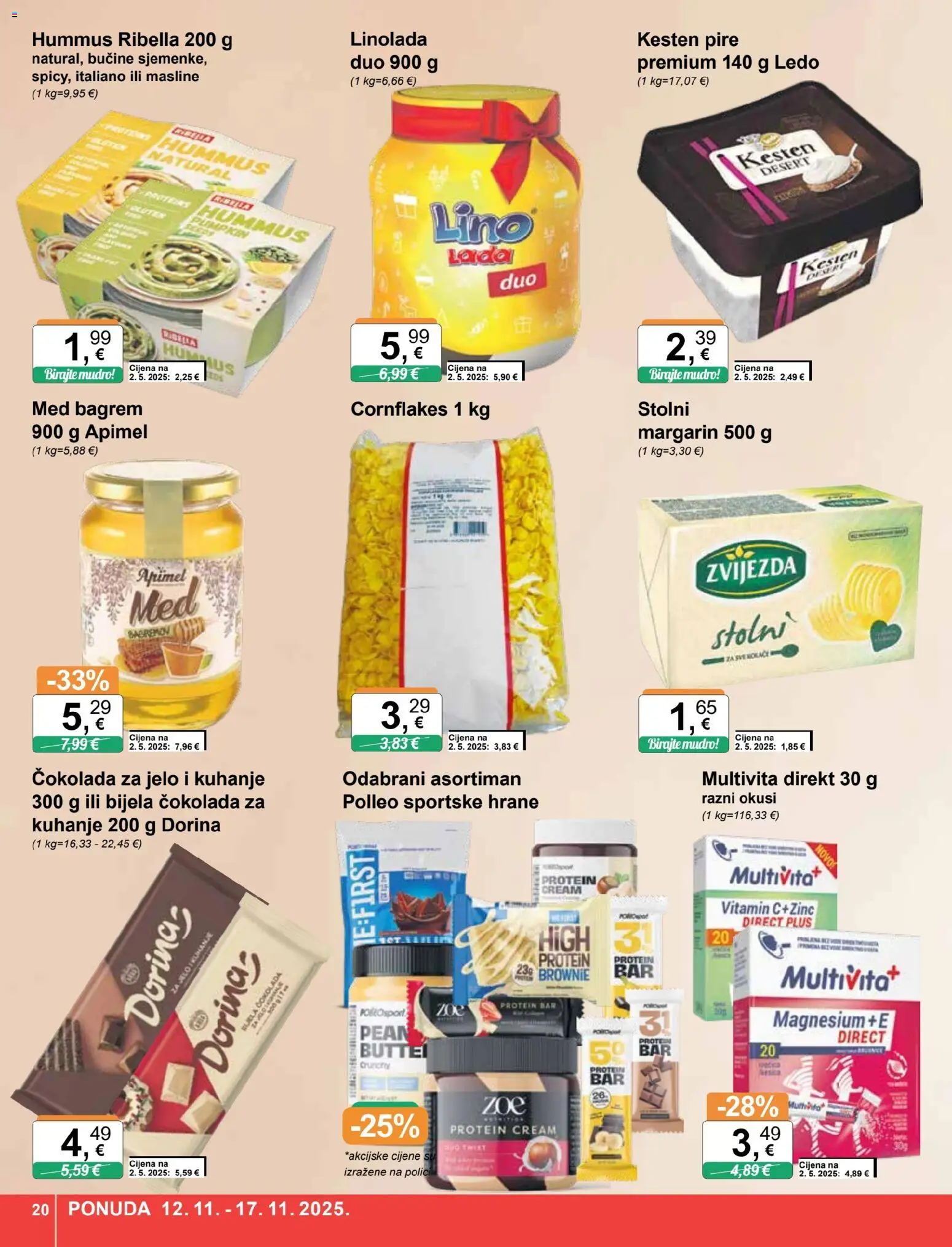 KTC katalog | vrijedi od 12.11.2025 | Stranica: 20 | Proizvodi: Kesten, Dorina, Čokolada, Ledo