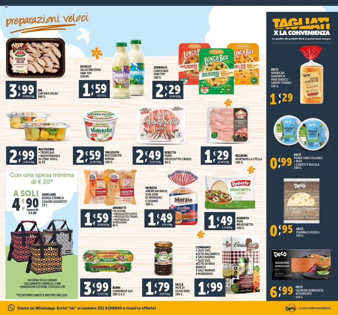 Volantino Decò del 27.05.2025 | Pagina: 9 | Prodotti: Salmone, Vino, Borsa termica, Macedonia