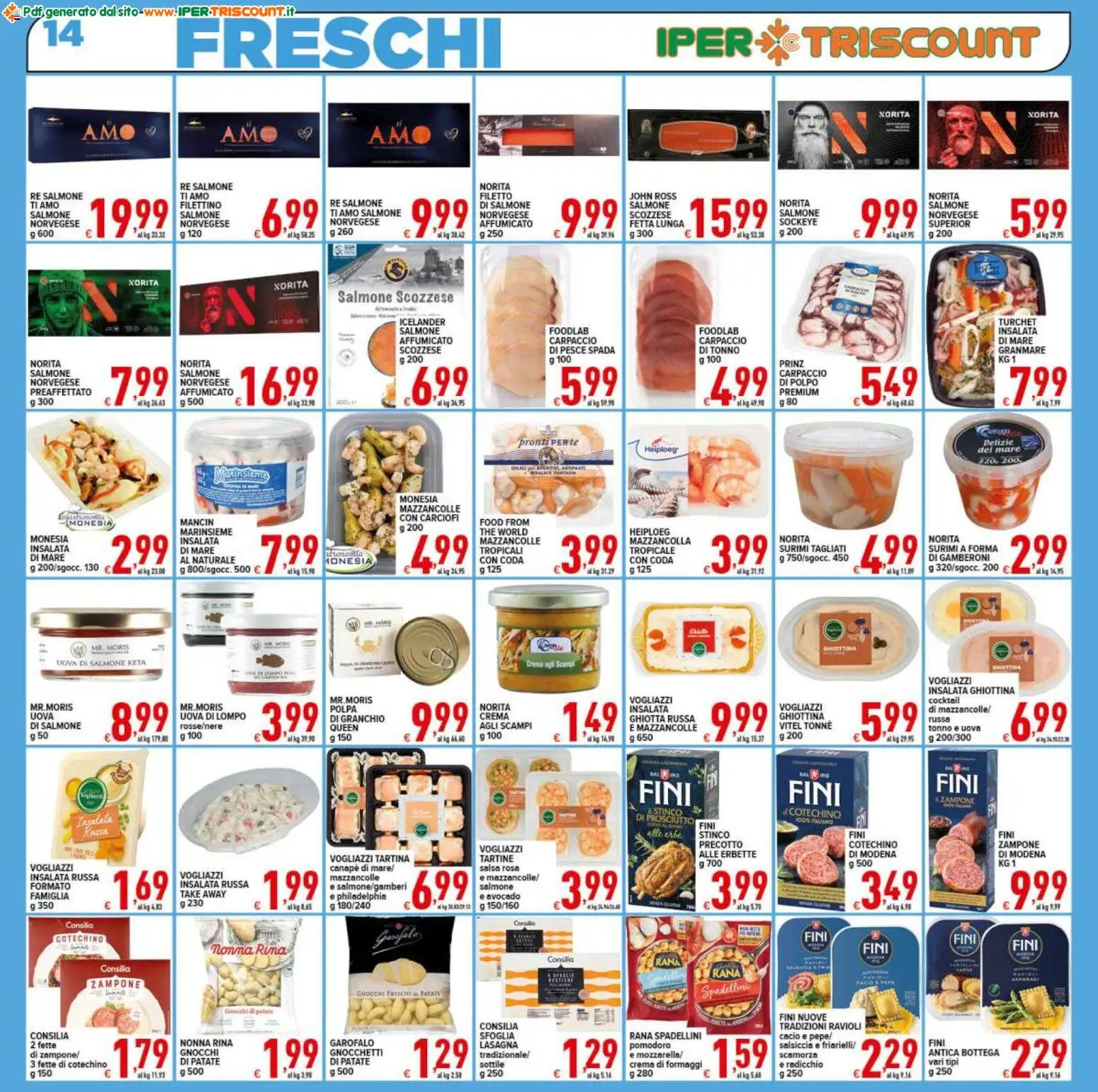 Volantino Ipertriscount del 27.12.2025 | Pagina: 14 | Prodotti: Pesce, Patate, Pomodoro, Salsiccia