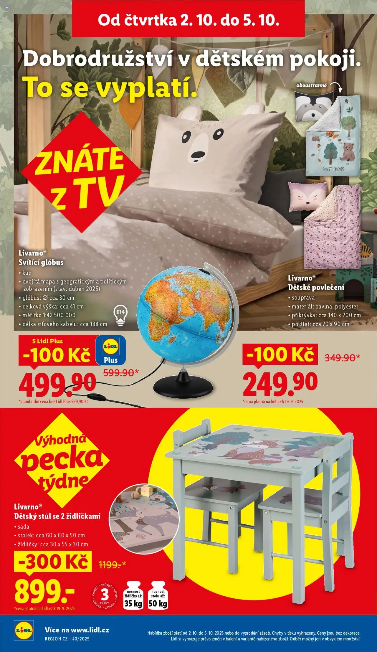 Lidl leták od 02.10.2025 | Strana: 32 | Produkty: Dětské povlečení, Dětský stůl, Polštář, Stůl