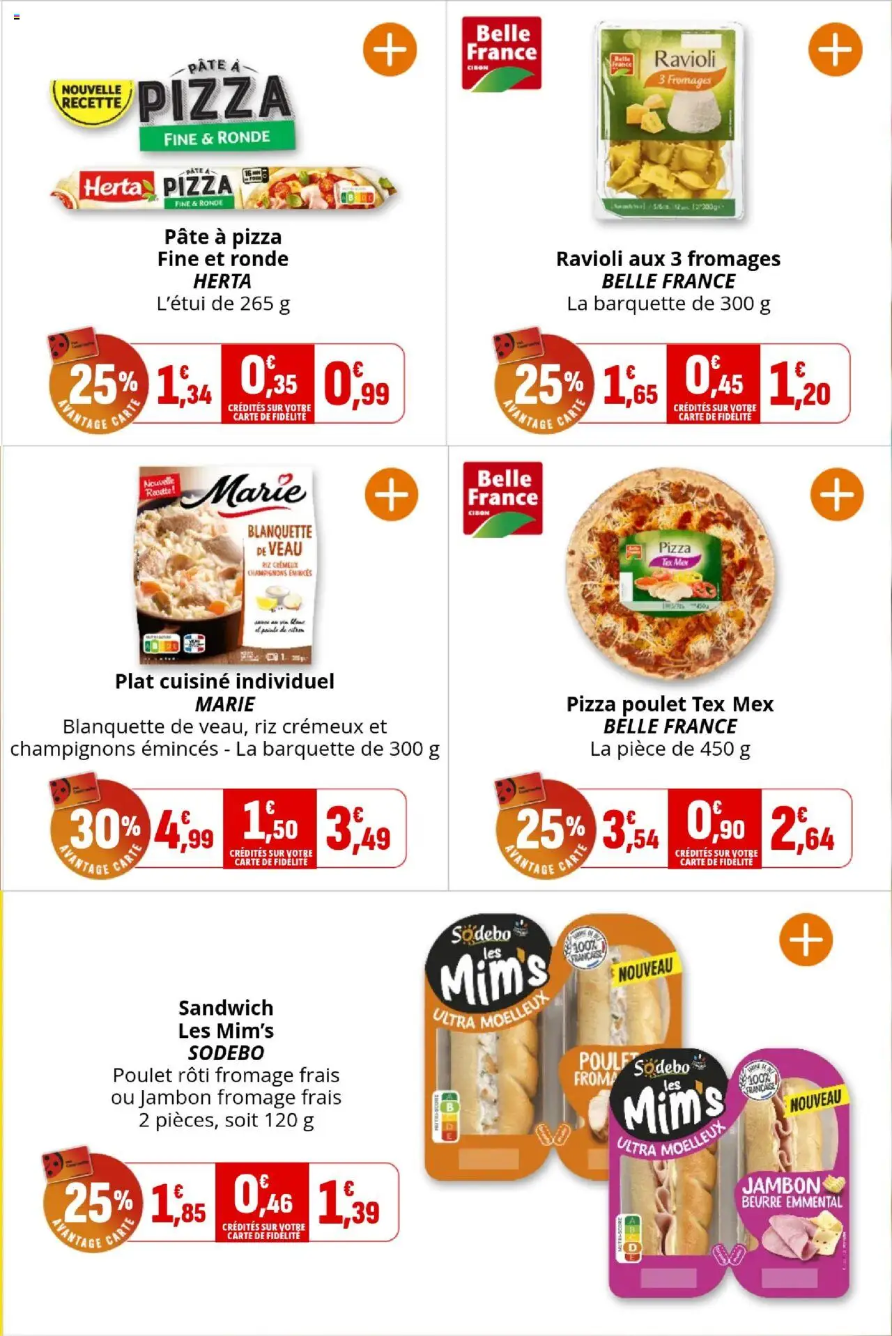  | Page: 12 | Produits: Sandwich, Pâte à pizza, Beurre, Fromage frais