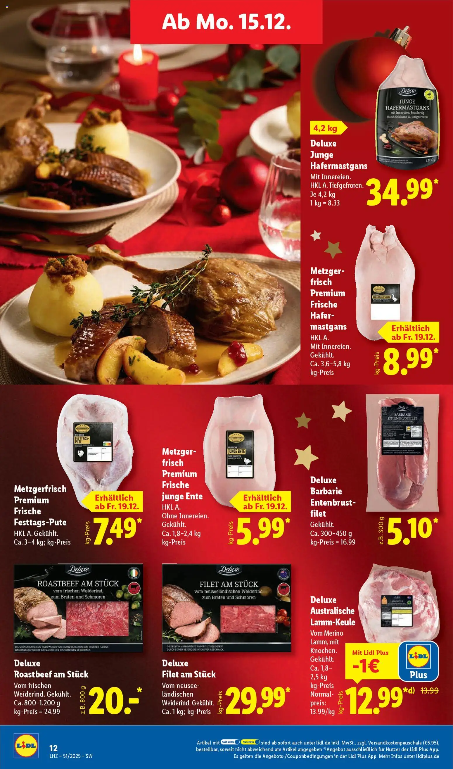 Lidl Prospekt Dornstetten – gültig ab 15.12.2025 | Seite: 22 | Produkte: Pute, Rinderfilet, Roastbeef, Fleisch