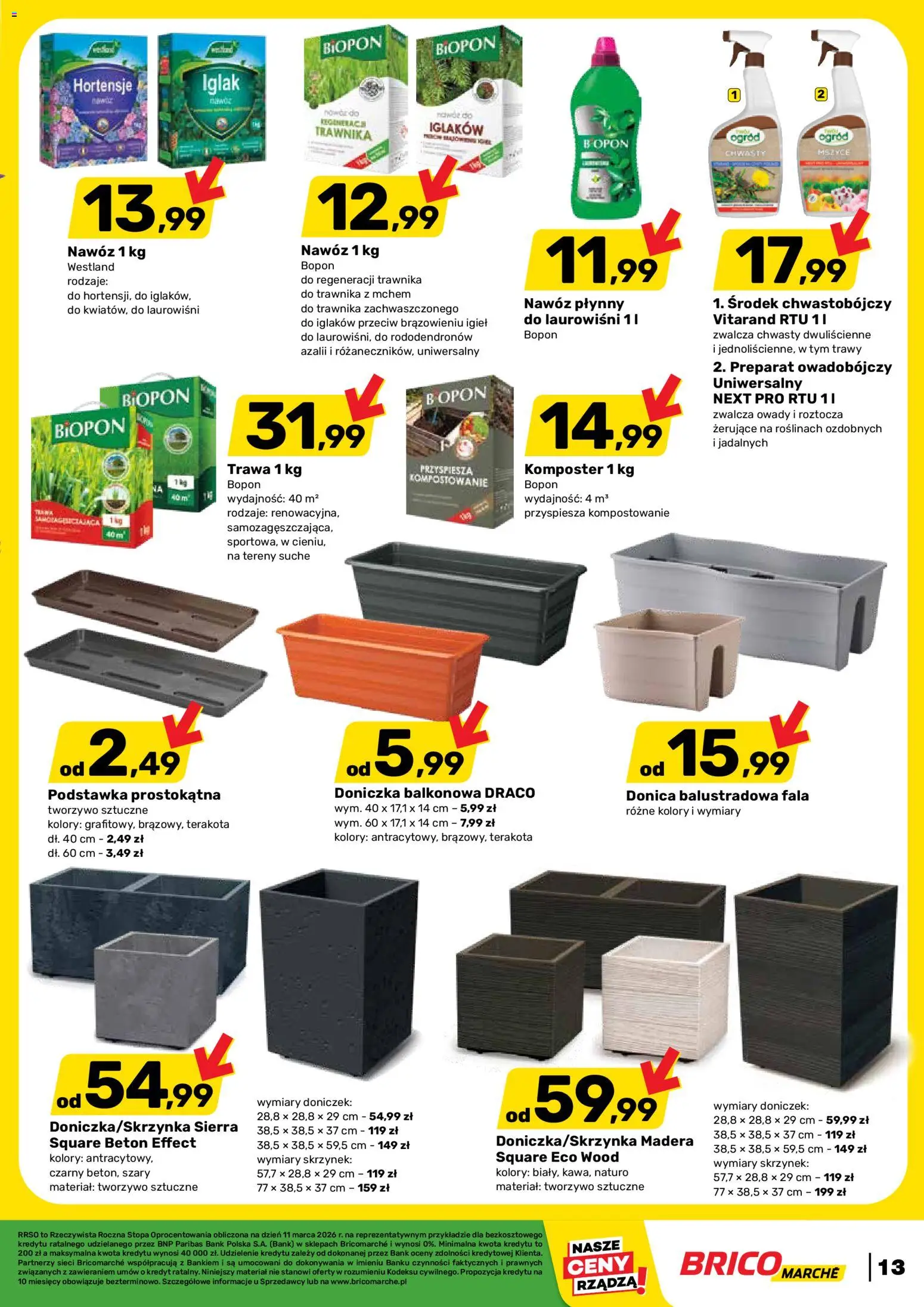 Brico Marché gazetka od 11.03.2026 | Strona: 13 | Produkty: Trawy, Doniczka