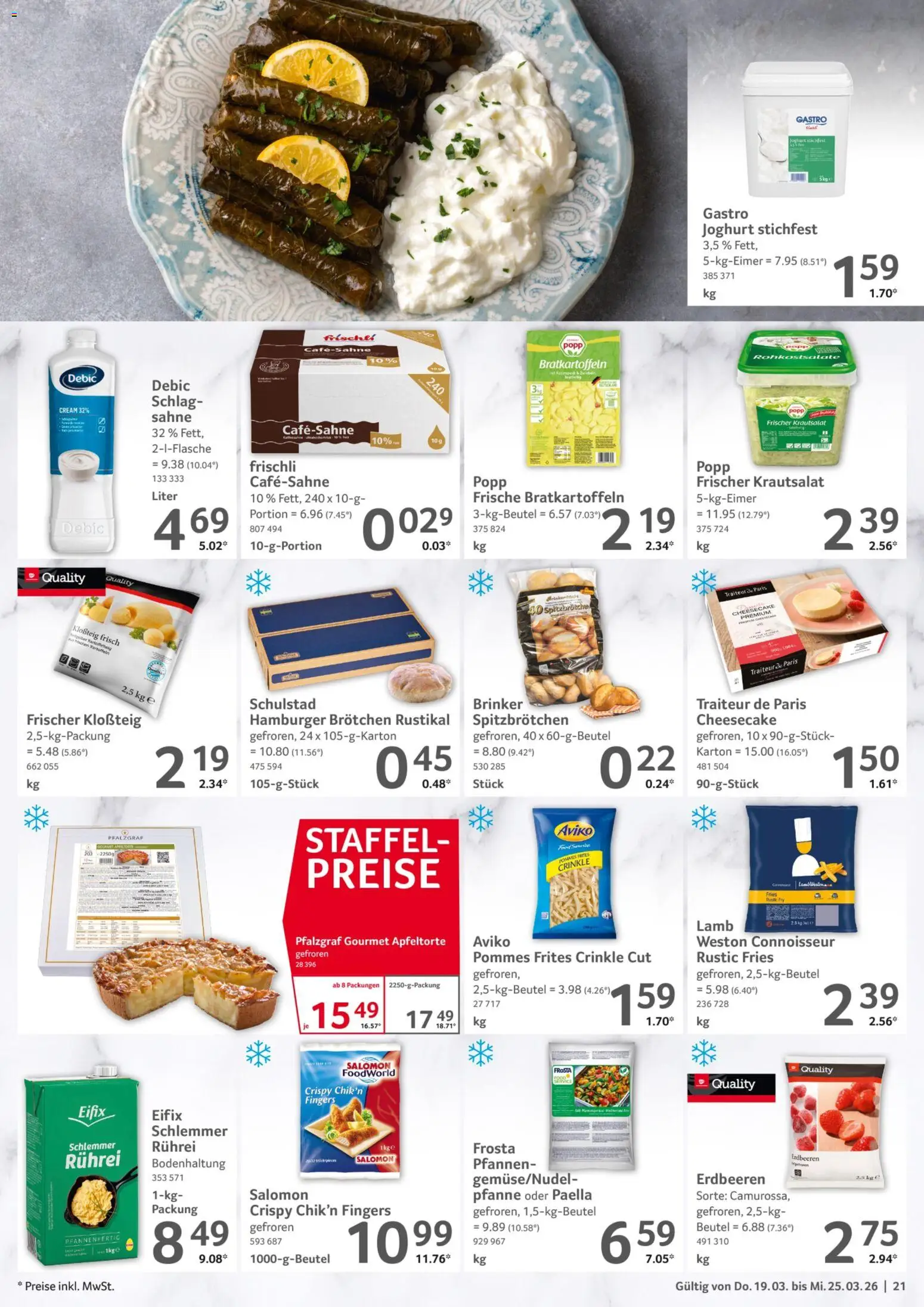 Selgros Prospekt 	 – gültig ab 19.03.2026 | Seite: 21 | Produkte: Frosta, Kartoffeln, Erdbeeren, Sahne