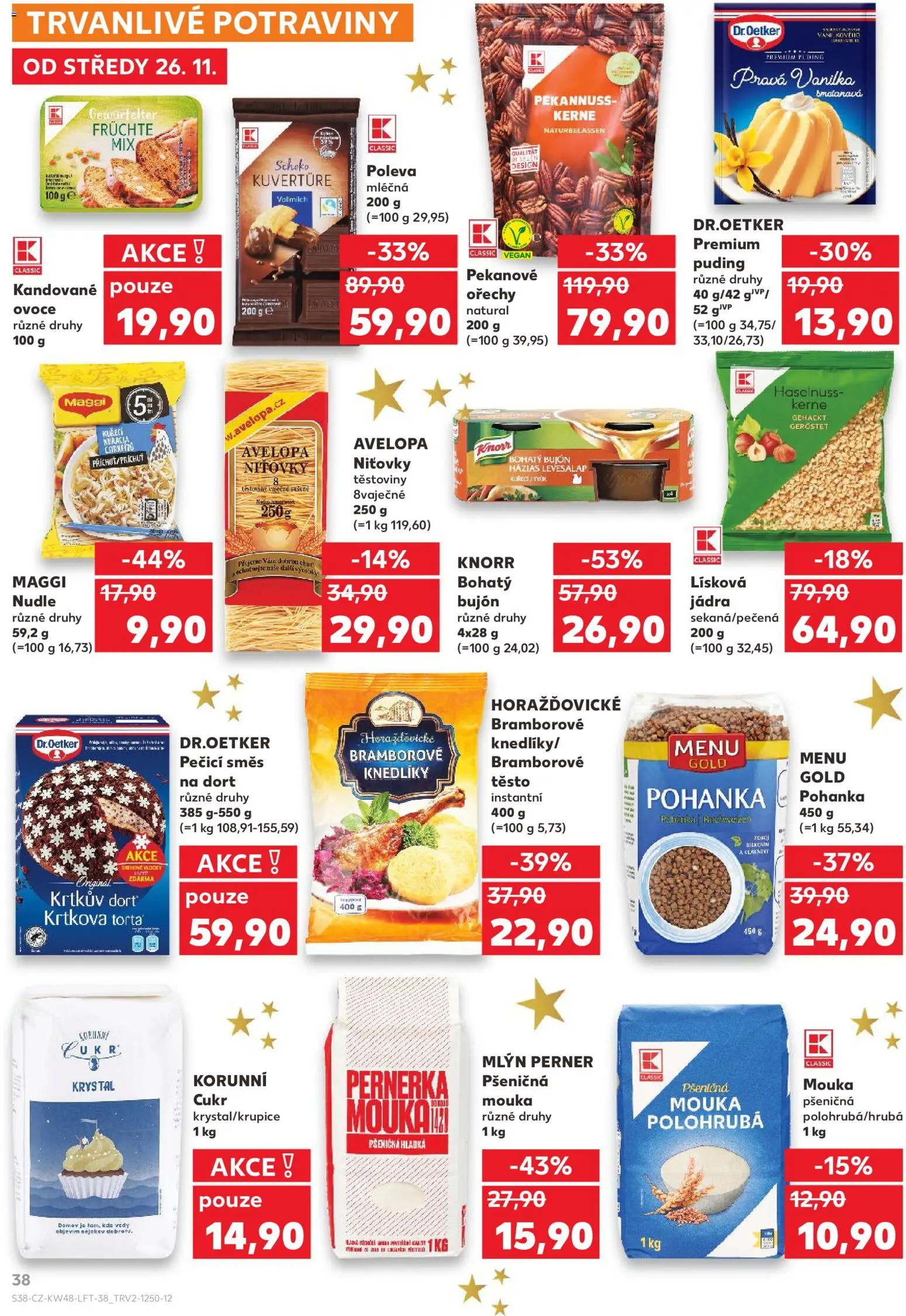 Kaufland leták - Plzeň Bory od 26.11.2025 | Strana: 38 | Produkty: Ořechy, Knorr, Pohanka, Potraviny