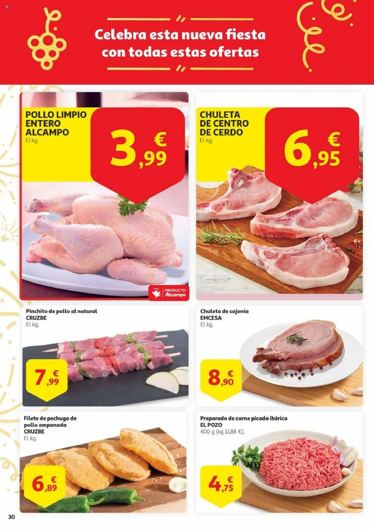Alcampo - Aniversario │ válido desde el 03.06.2025 | Página: 30 | Productos: Cerdo, Pechuga de pollo empanada, Filete