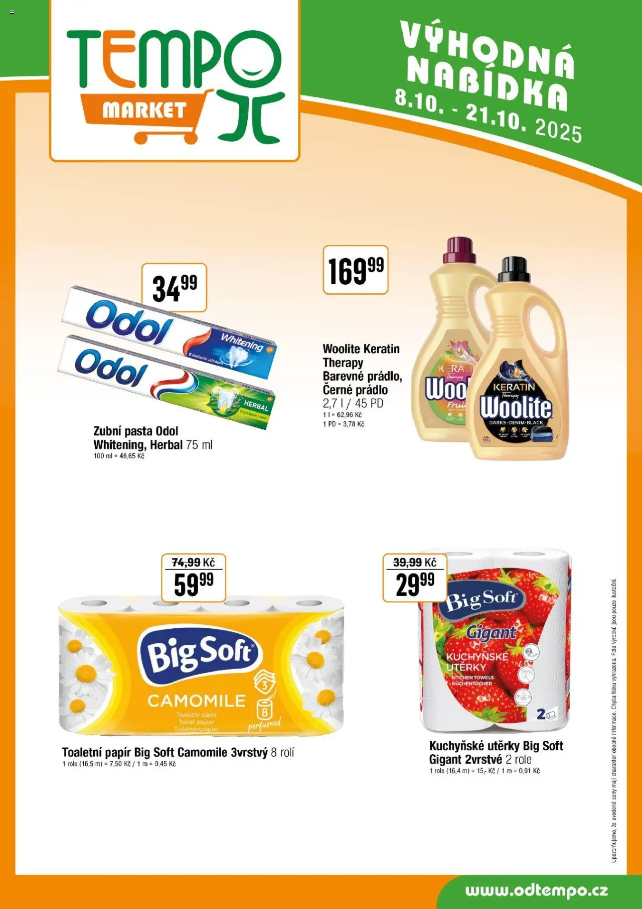 Tempo leták od 08.10.2025 | Strana: 10 | Produkty: Zubní pasta, Kuchyňské utěrky, Toaletní papír, Woolite