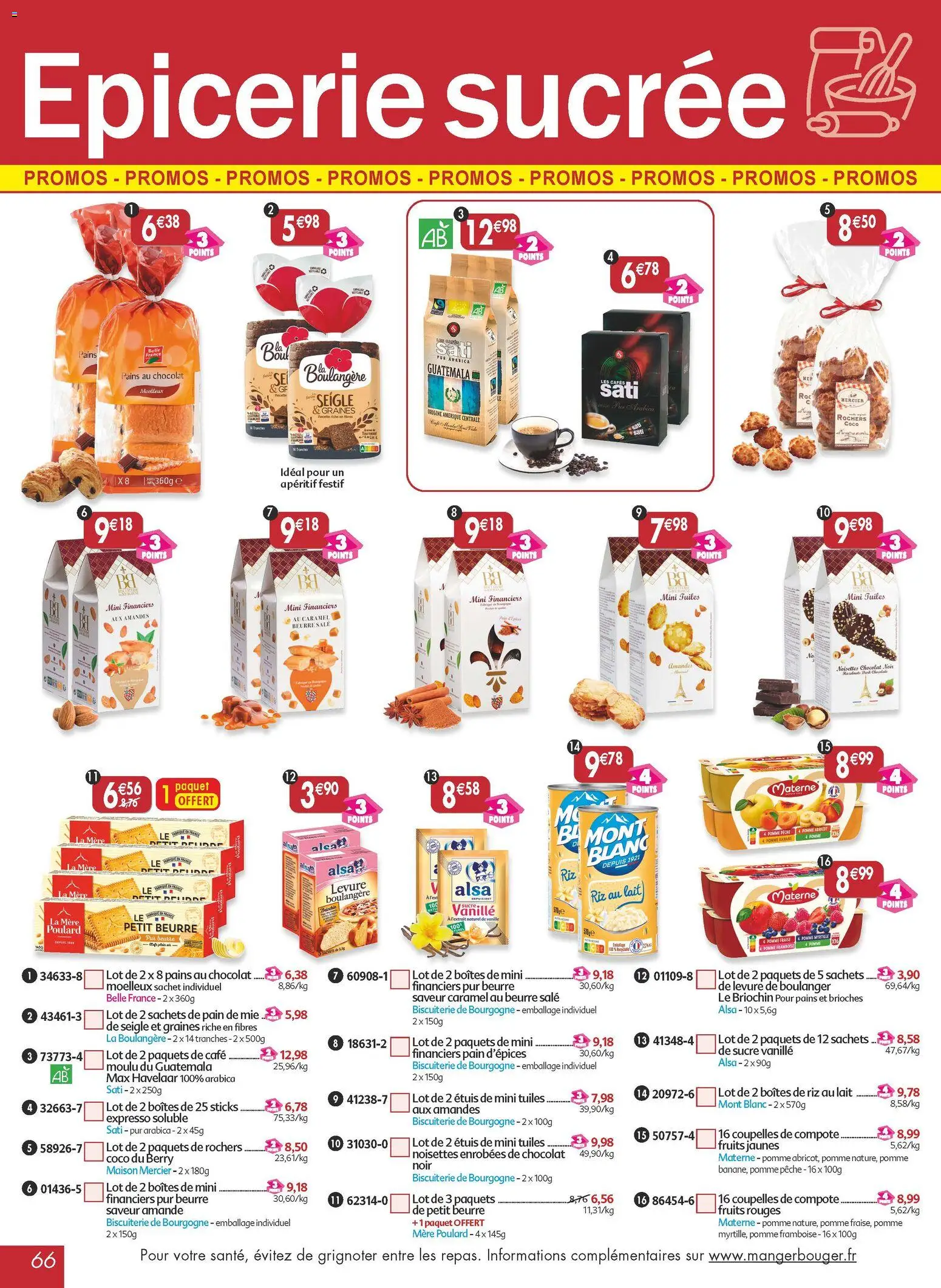 {H1} | Page: 66 | Produits: Noisettes, Pain, Café, Riz